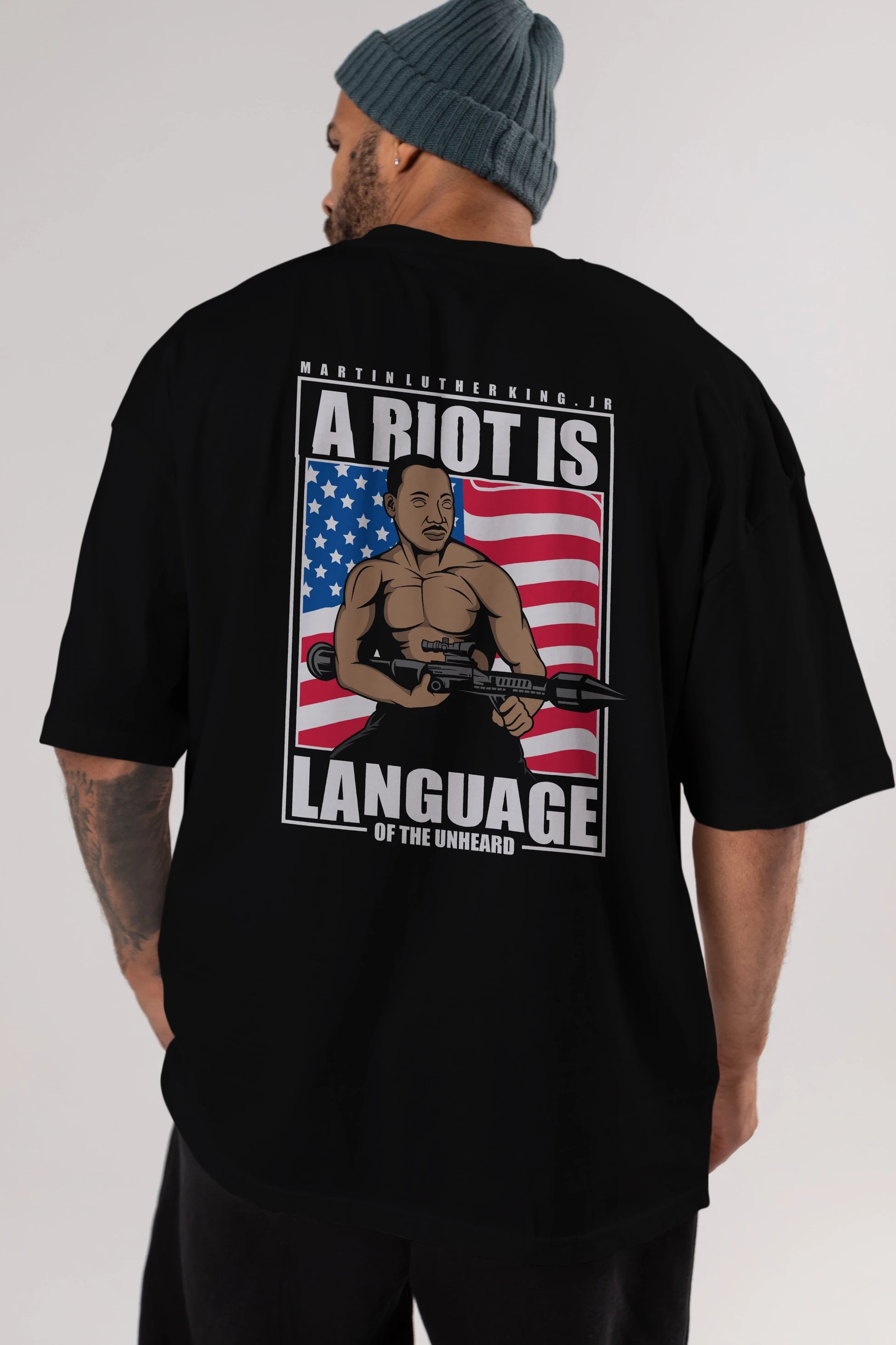 Luther King Jr Rambo Arka Baskılı Oversize t-shirt Erkek Kadın Unisex %100 Pamuk tişort