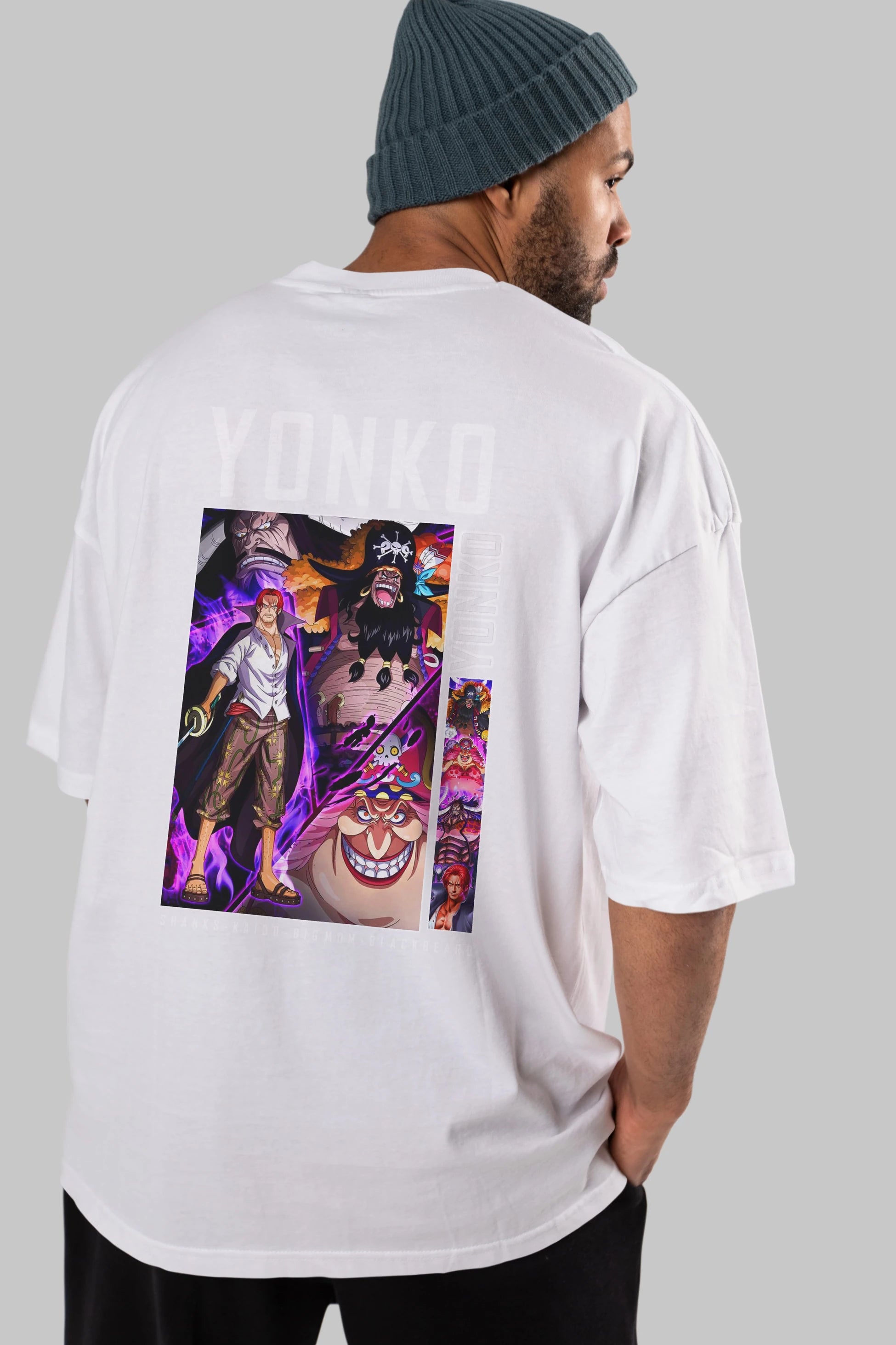 Yonko Anime Arka Baskılı Oversize t-shirt Erkek Kadın Unisex %100 pamuk tişort