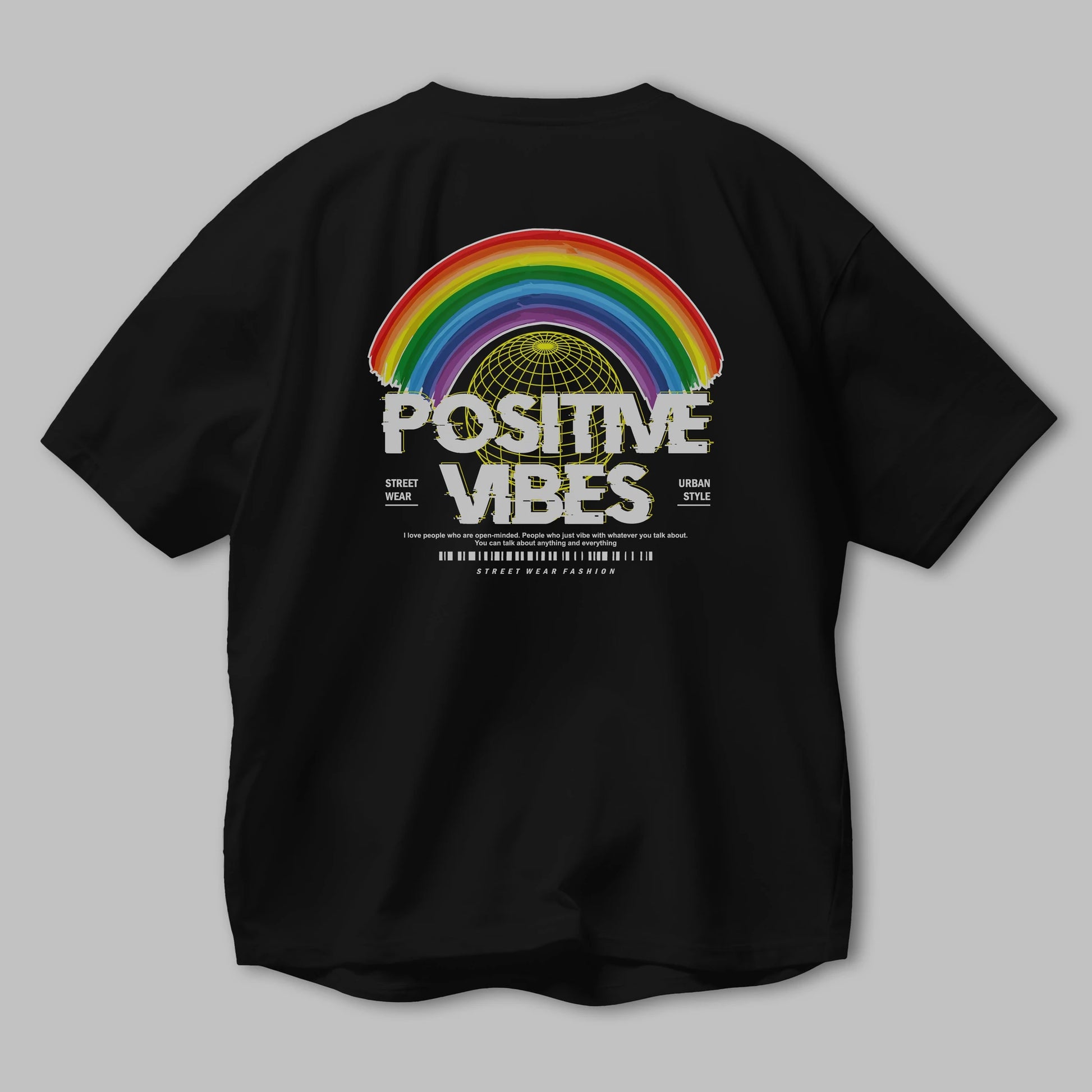 Positive Vibes Arka Baskılı Oversize t-shirt Erkek Kadın Unisex