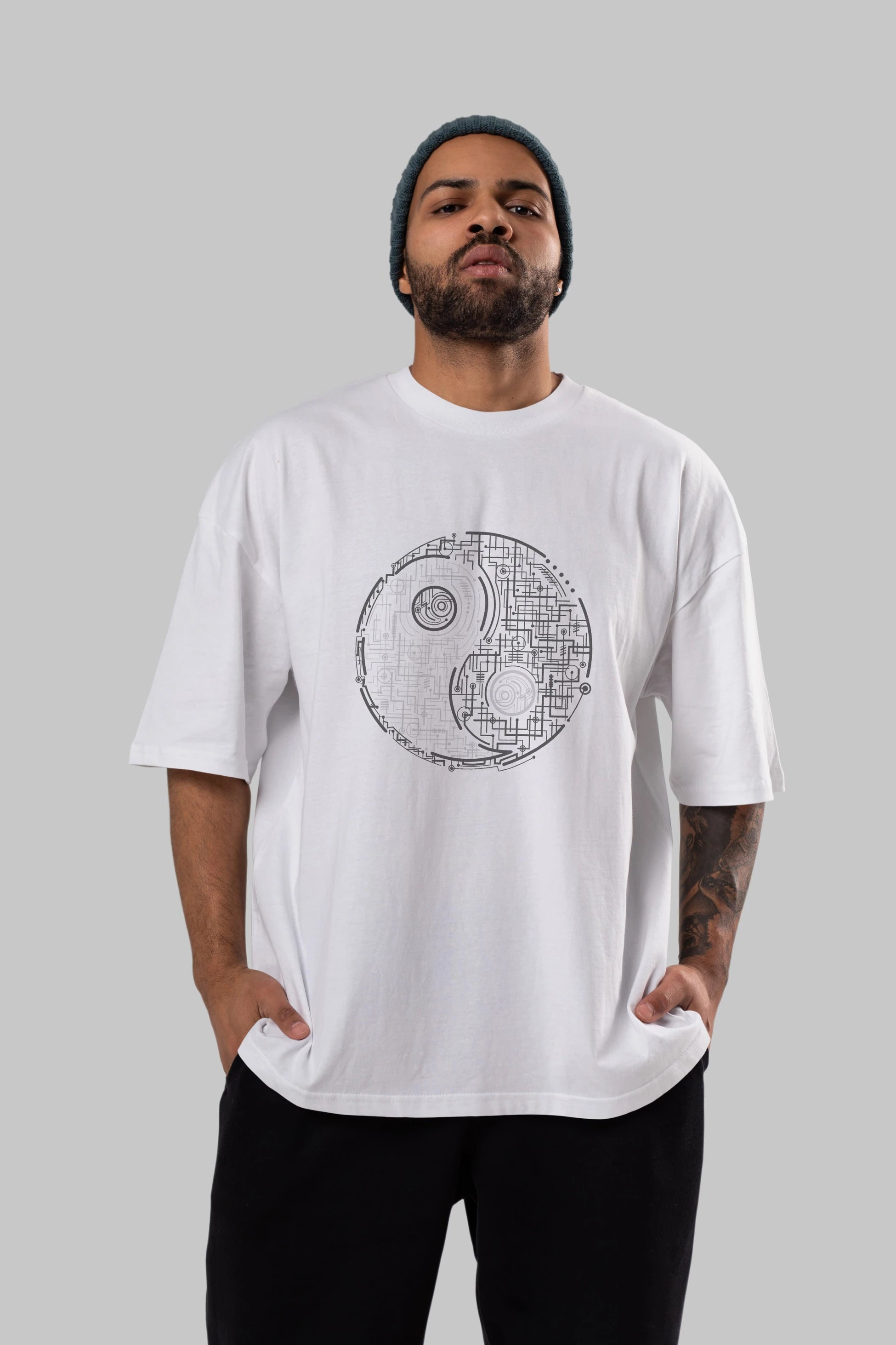 Electric Balance Ön Baskılı Oversize t-shirt %100 pamuk Erkek Kadın Unisex