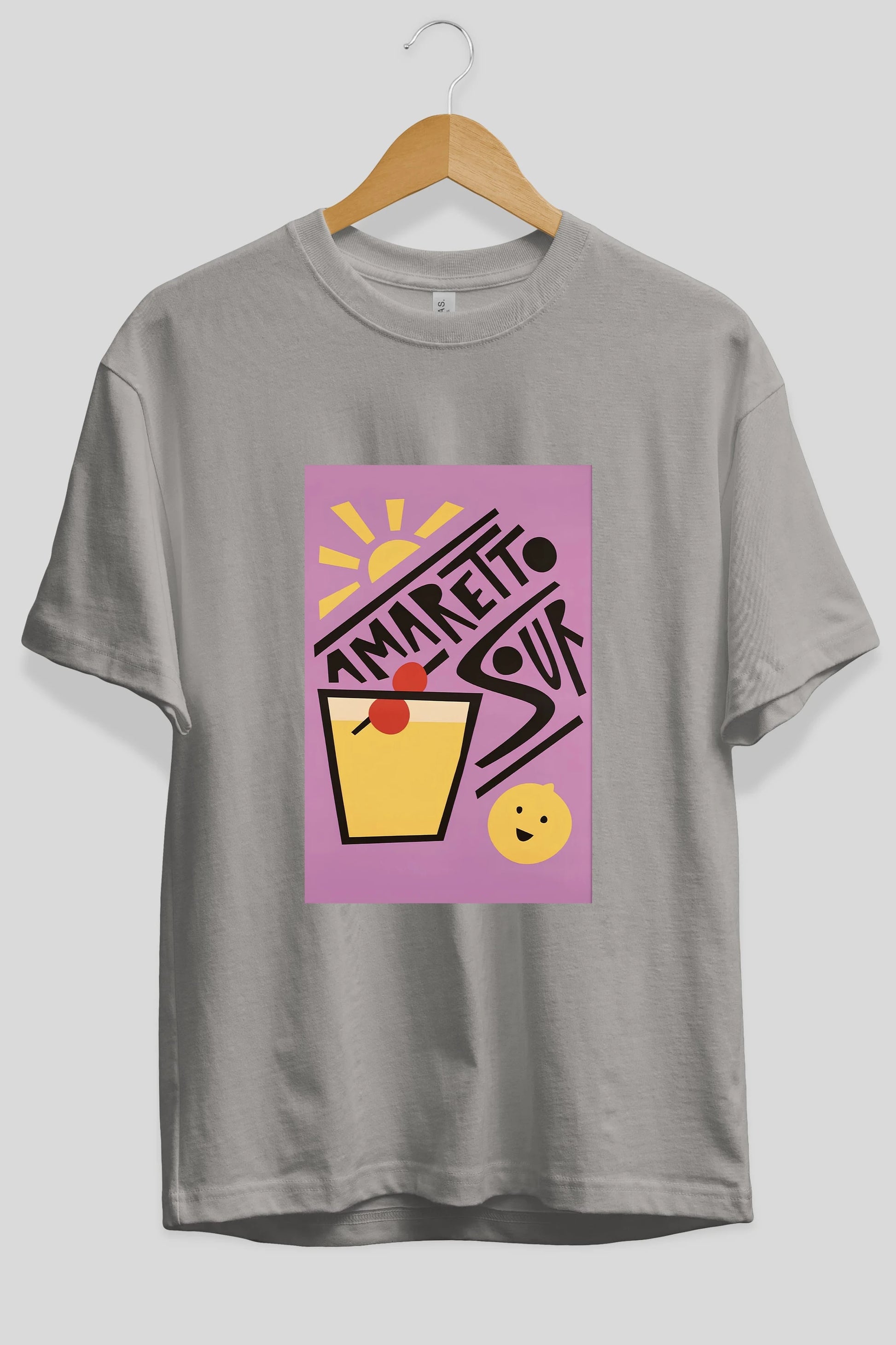 Amaretto Sour Ön Baskılı Oversize t-shirt Erkek Kadın Unisex %100 Pamuk Bisiklet Yaka tişort