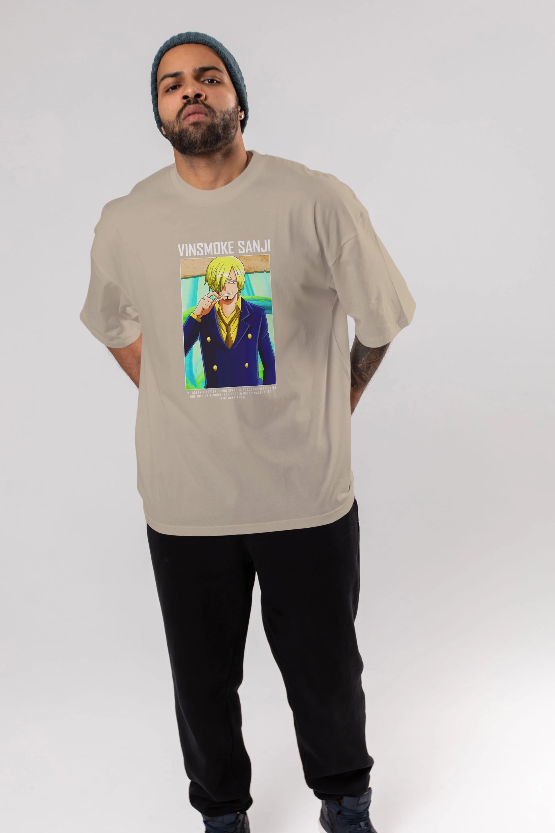 Sanji 2 Anime Ön Baskılı Oversize t-shirt Erkek Kadın Unisex