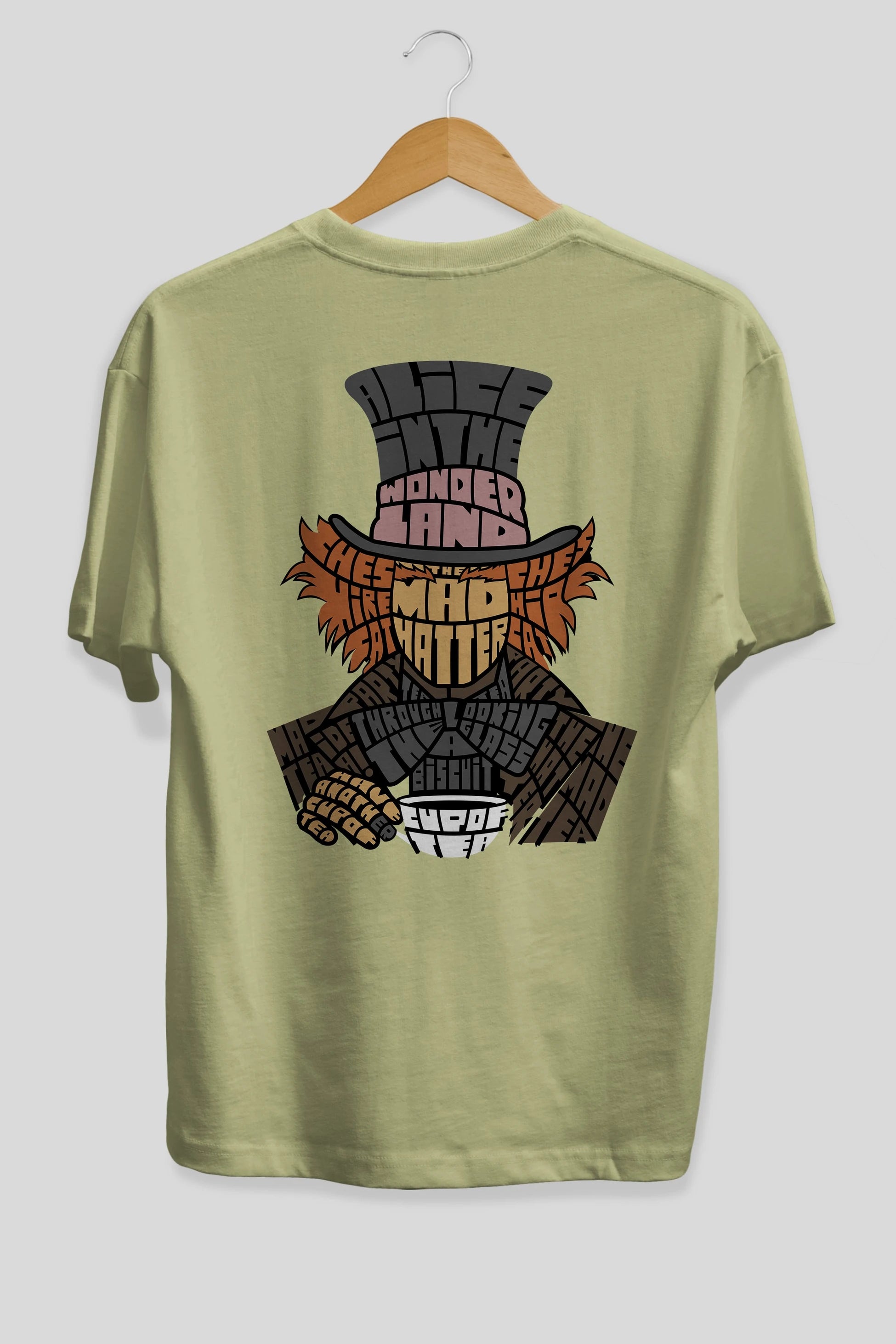 Madhatter Arka Baskılı Oversize t-shirt %100 pamuk Erkek Kadın Unisex
