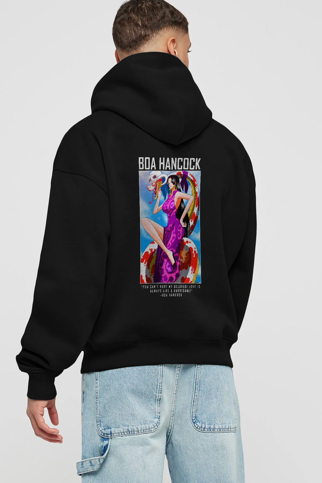 Boa Hancock Anime Arka Baskılı Hoodie Oversize Kapüşonlu Sweatshirt Erkek Kadın Unisex