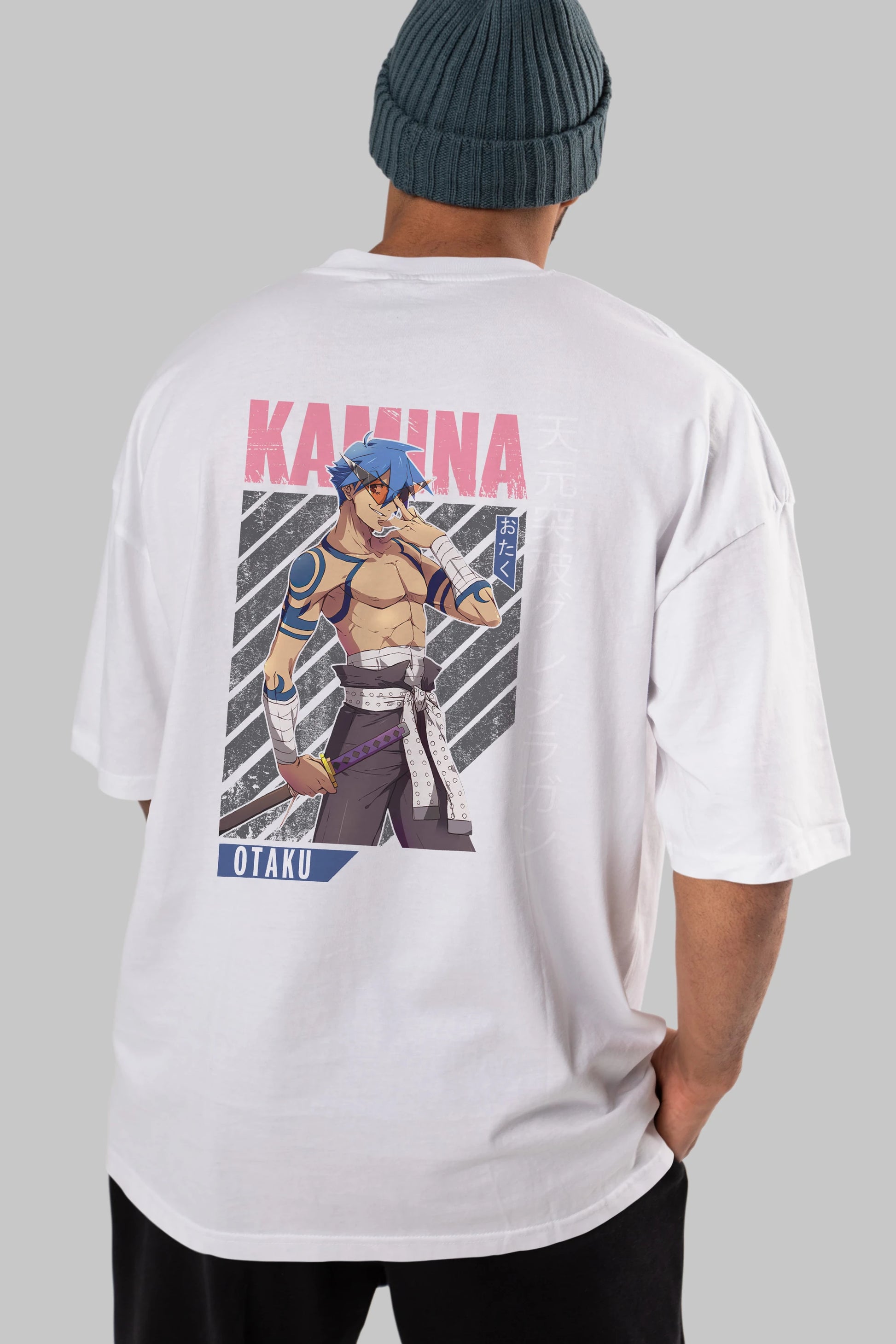 Kamina 5 Anime Arka Baskılı Oversize t-shirt Erkek Kadın Unisex