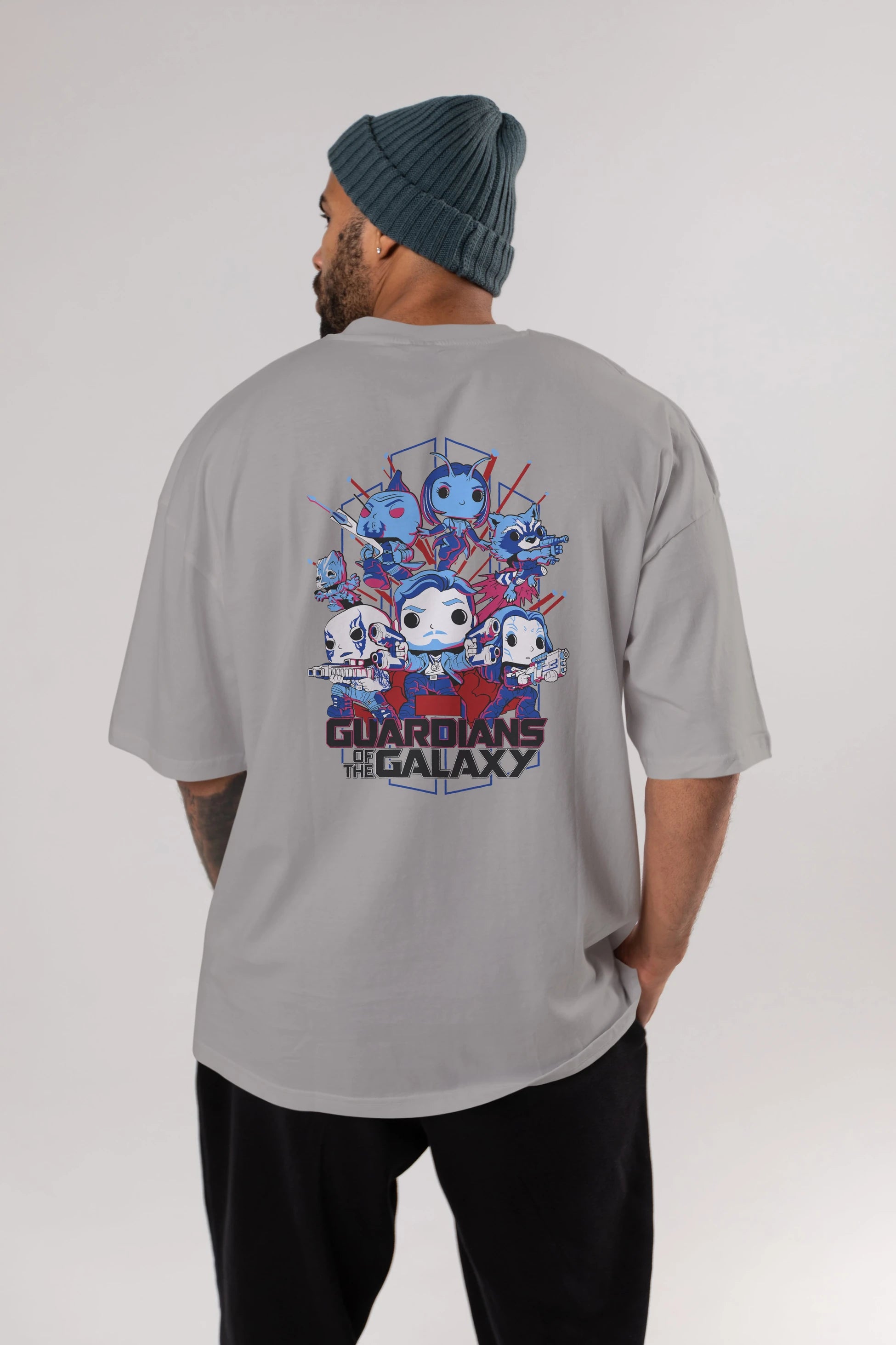 Guardians of the Galaxy Arka Baskılı Oversize t-shirt Erkek Kadın Unisex %100 Pamuk Bisiklet Yaka tişort