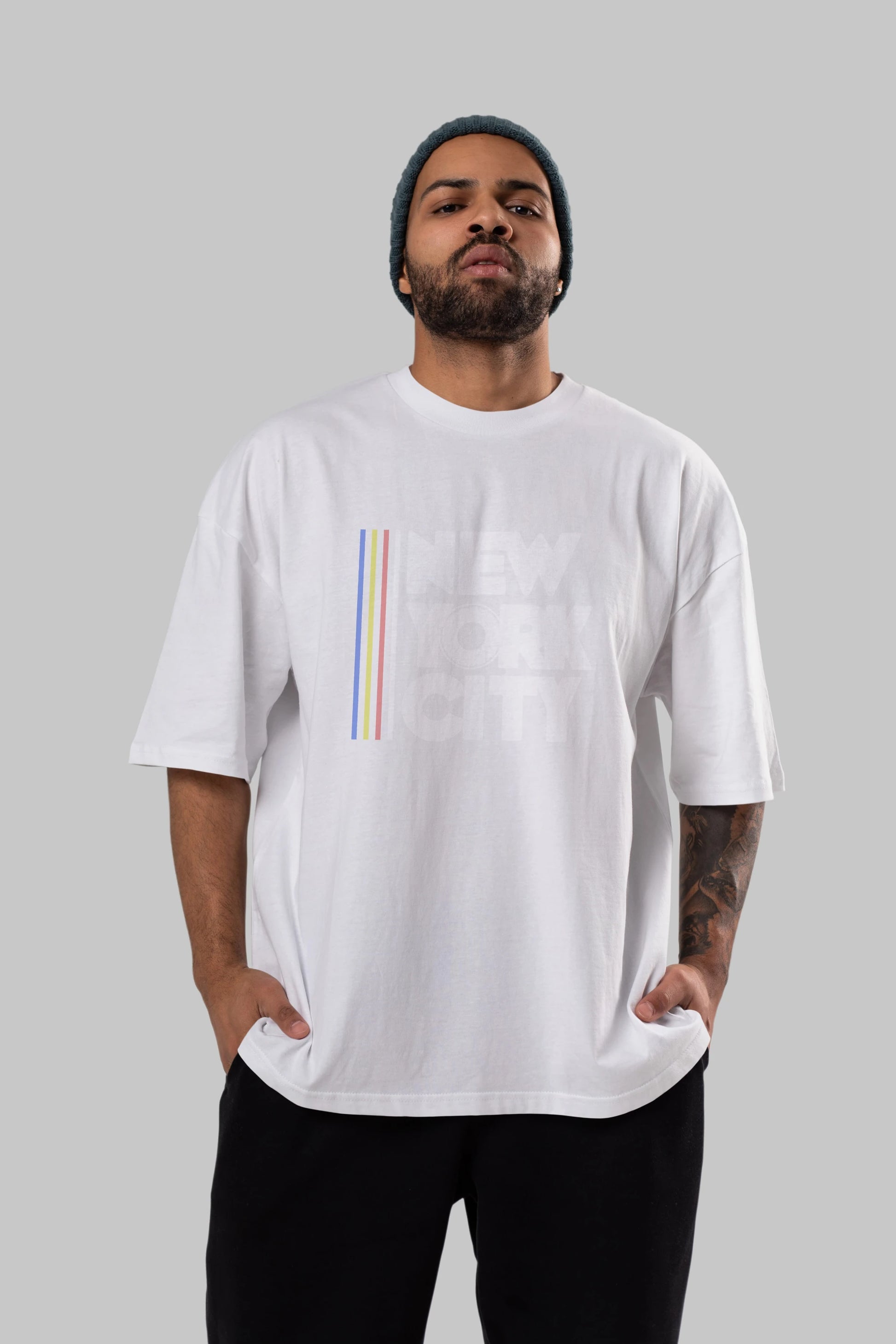 New York City Style Ön Baskılı Oversize t-shirt Erkek Kadın Unisex