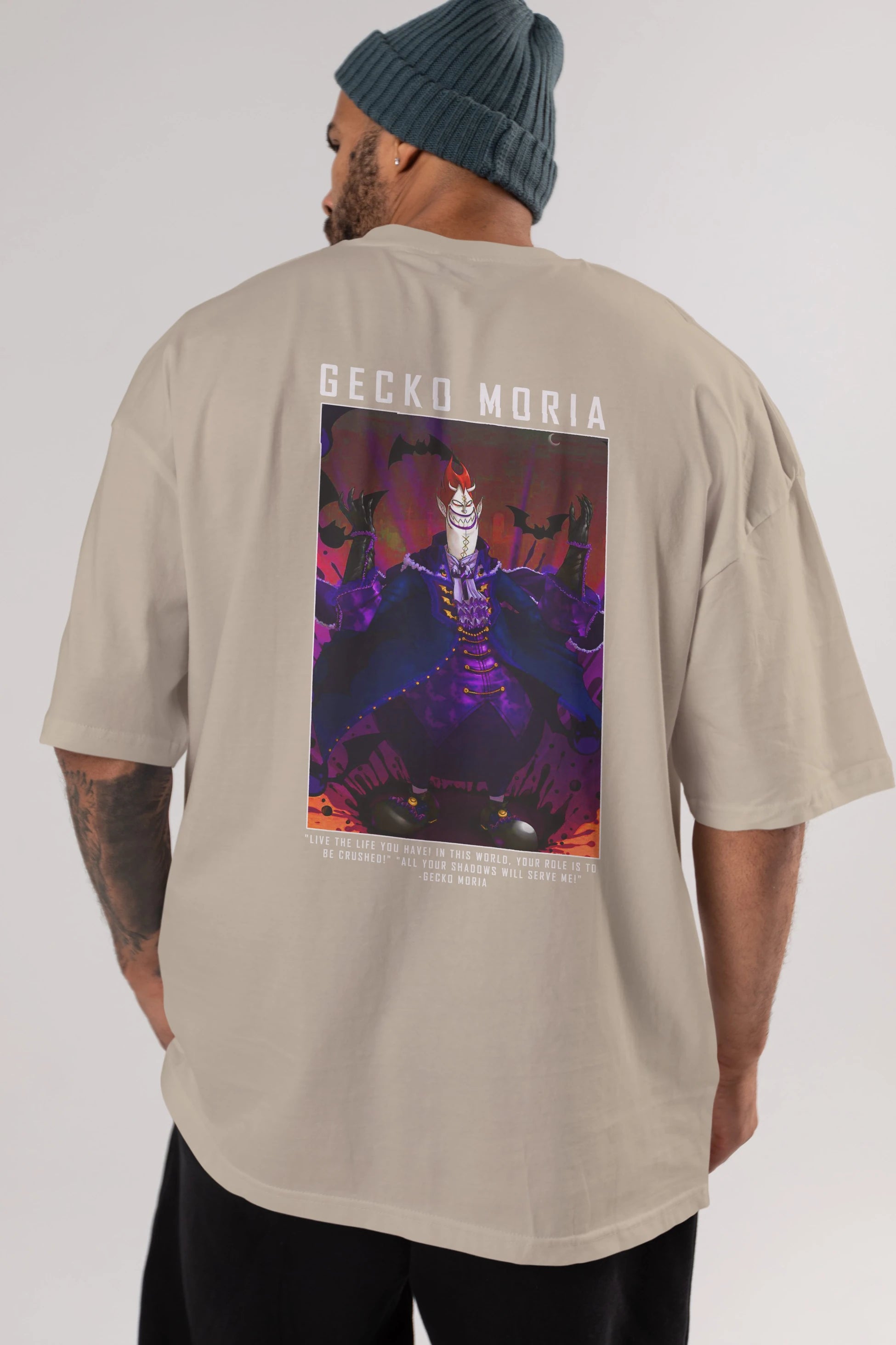 Gecko Moria Anime Arka Baskılı Oversize t-shirt Erkek Kadın Unisex %100 pamuk tişort