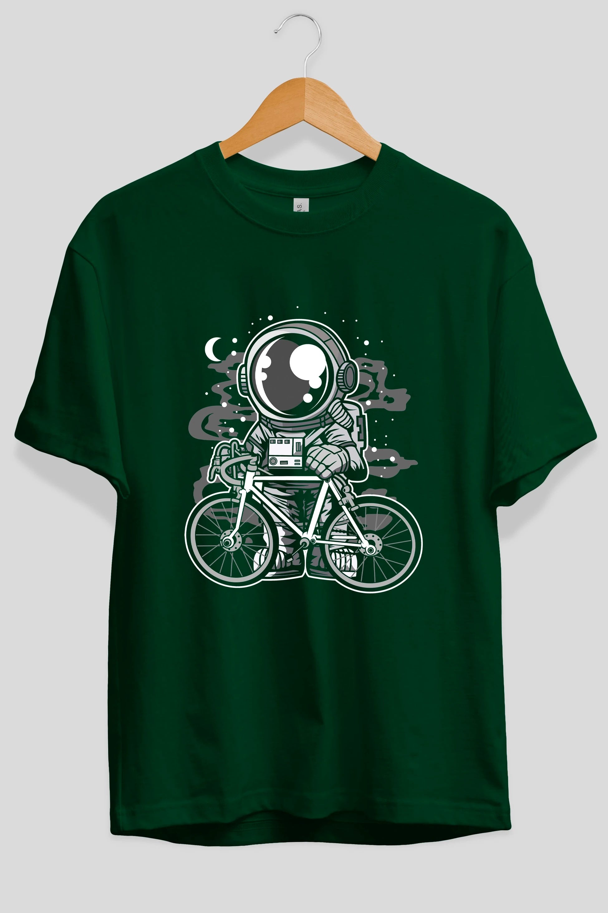 Bicycle Astronaut Ön Baskılı Oversize t-shirt Erkek Kadın Unisex