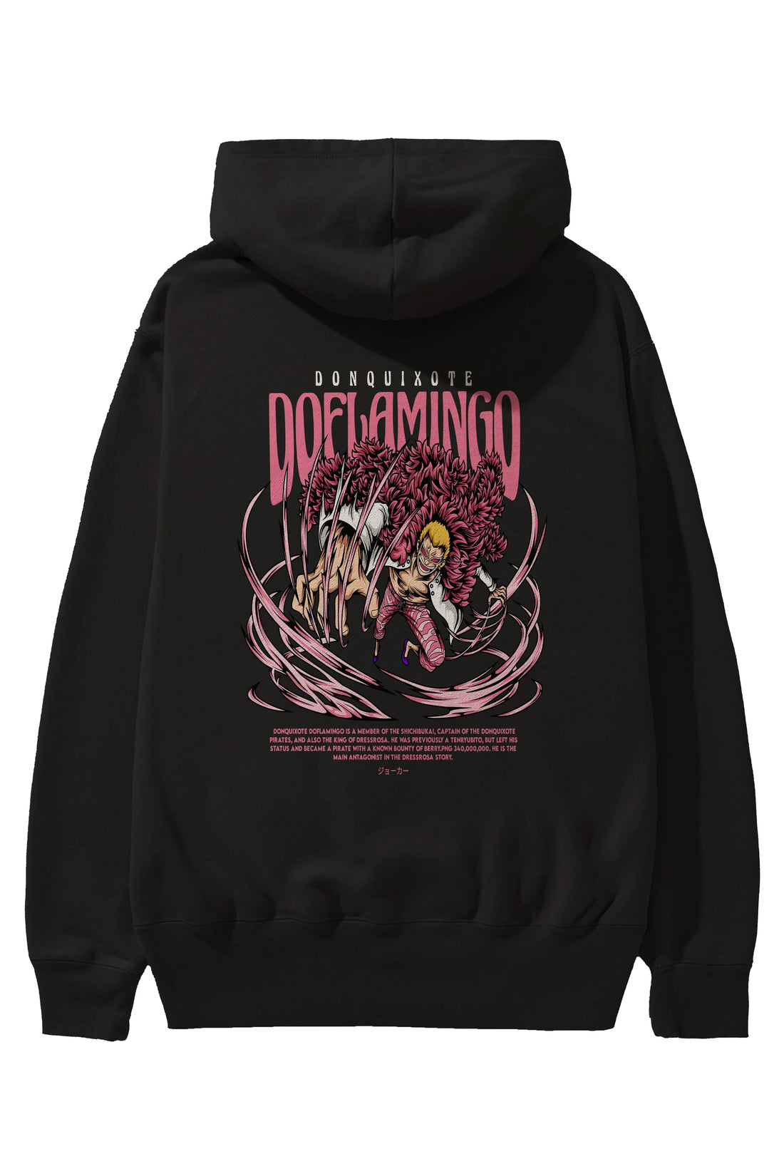 Doflamingo Anime Arka Baskılı Hoodie Oversize Kapüşonlu Sweatshirt Erkek Kadın Unisex