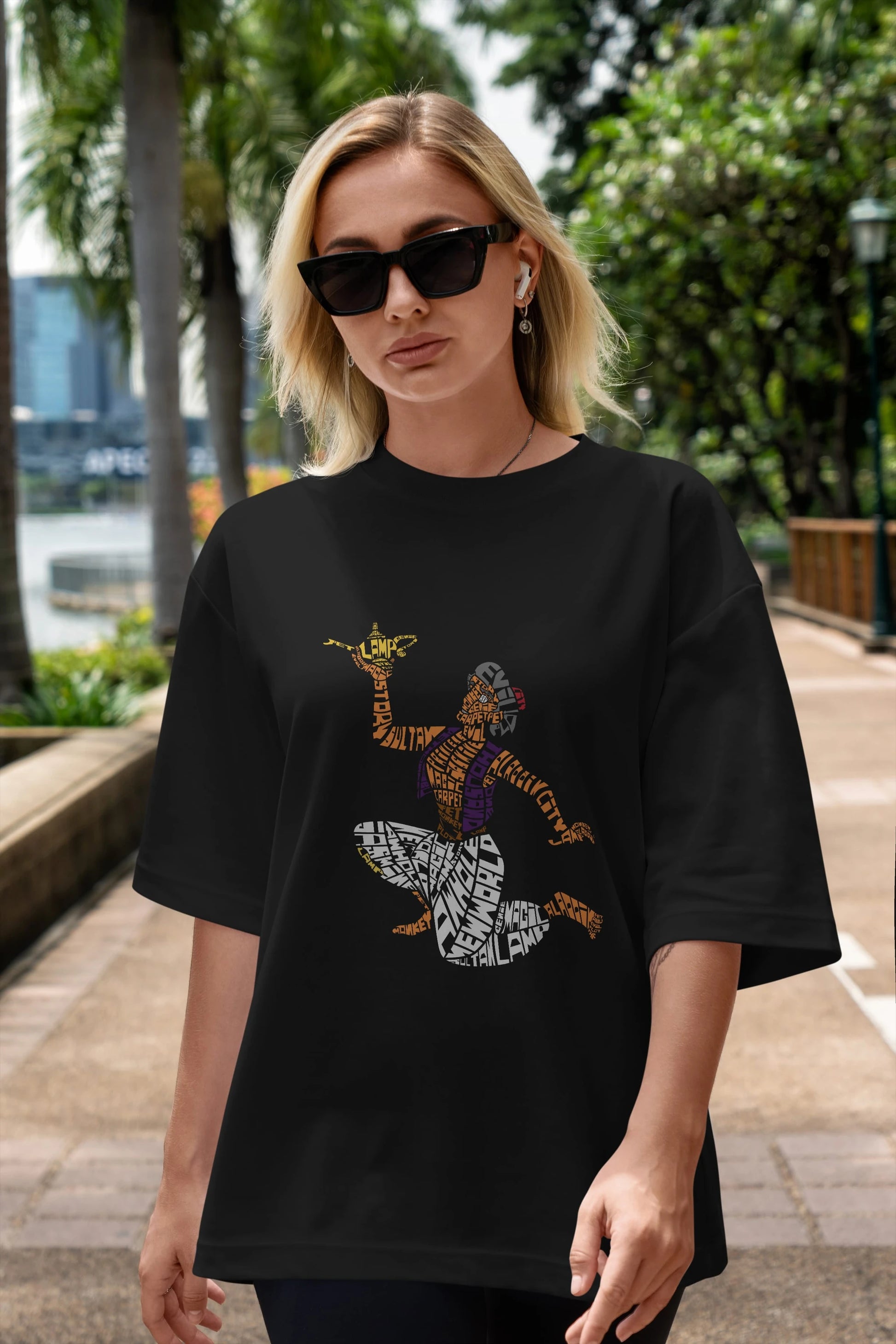 Aladdin Ön Baskılı Oversize t-shirt %100 pamuk Erkek Kadın Unisex