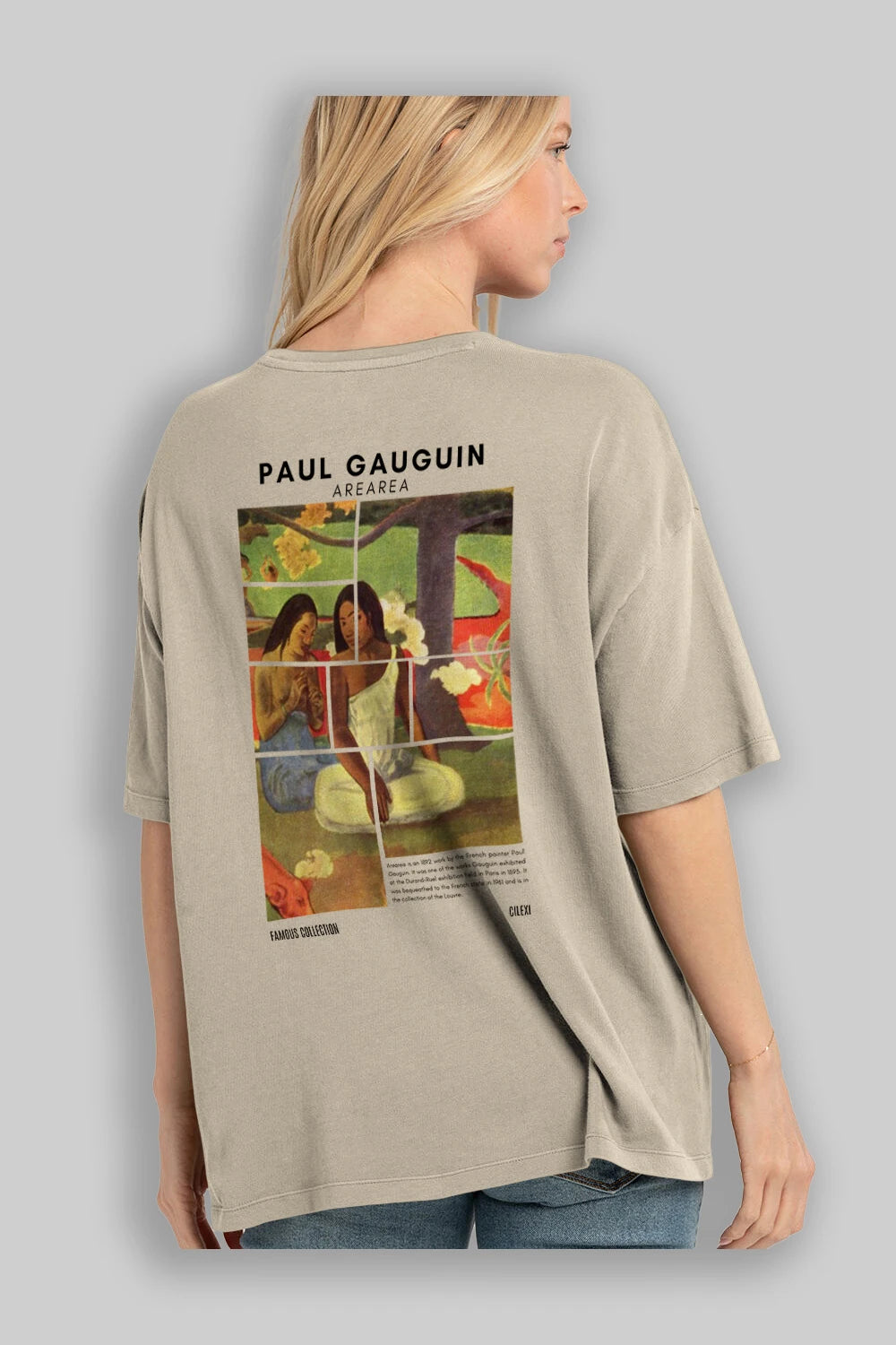 Paul Gauguin Arearea Arka Baskılı Oversize t-shirt Erkek Kadın Bisiklet Yaka Pamuk tişort