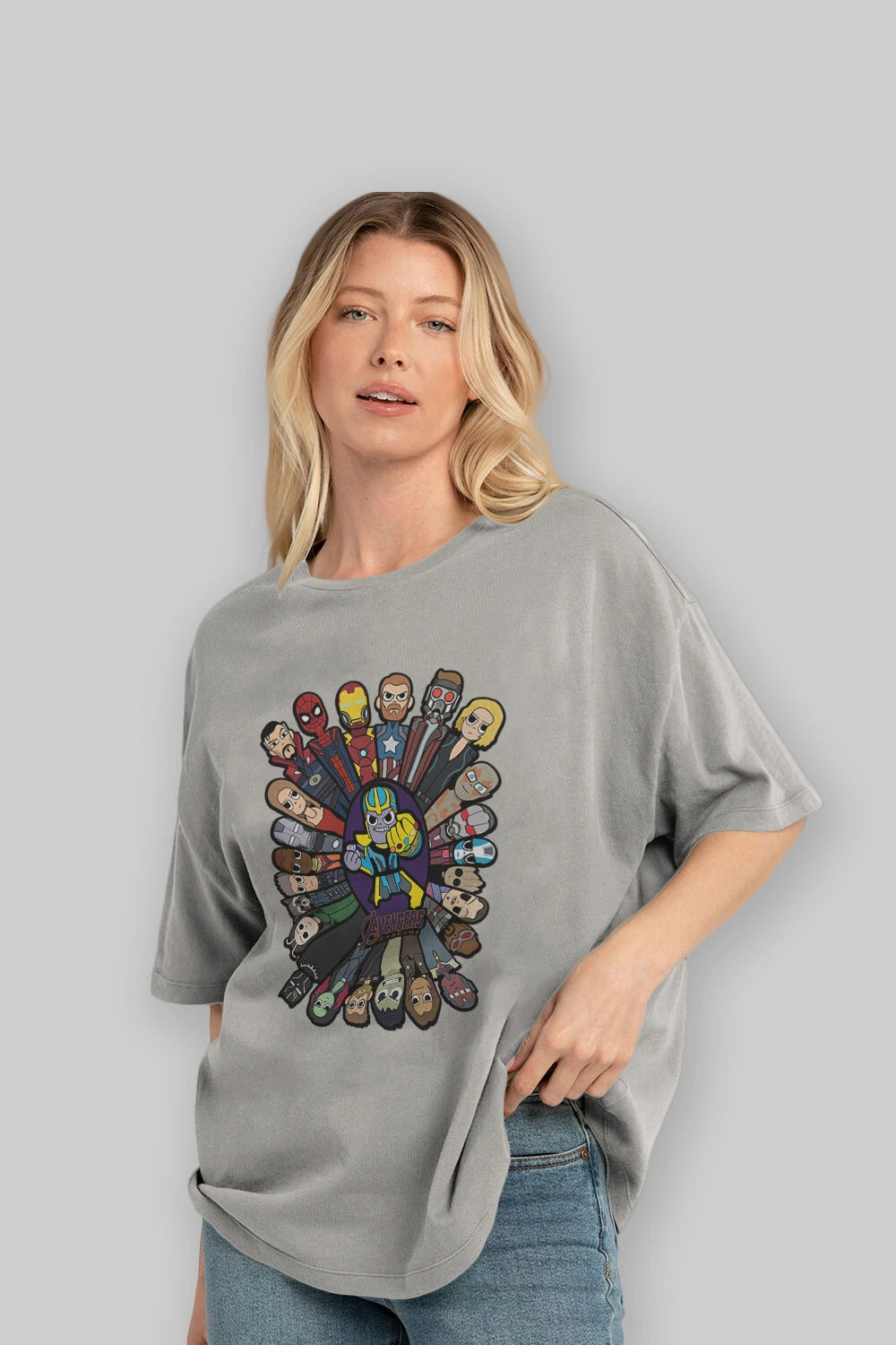 The Avengers (2) Ön Baskılı Oversize t-shirt Erkek Kadın Unisex %100 Pamuk Bisiklet Yaka tişort