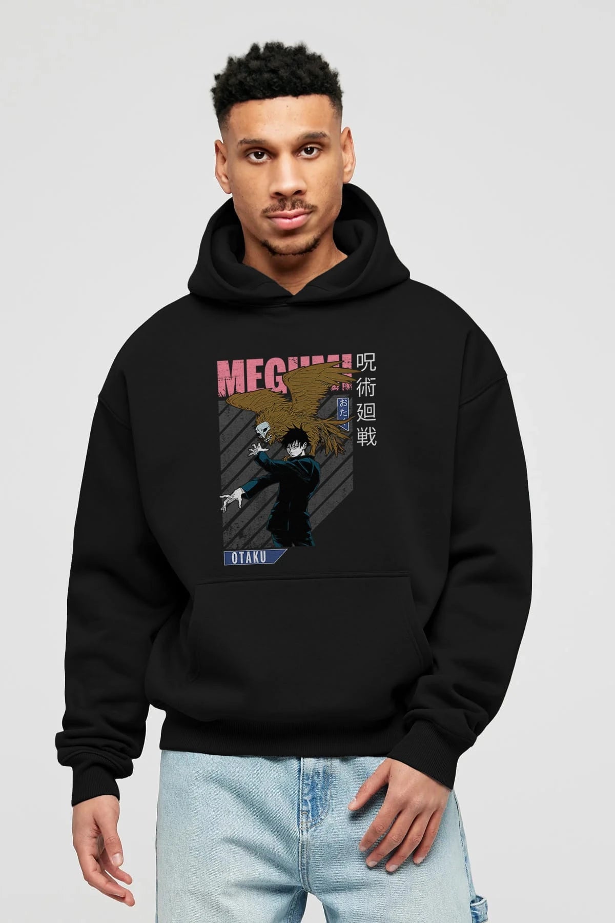 Megumi Fushiguro 2 Anime Ön Baskılı Hoodie Oversize Kapüşonlu Sweatshirt Erkek Kadın Unisex
