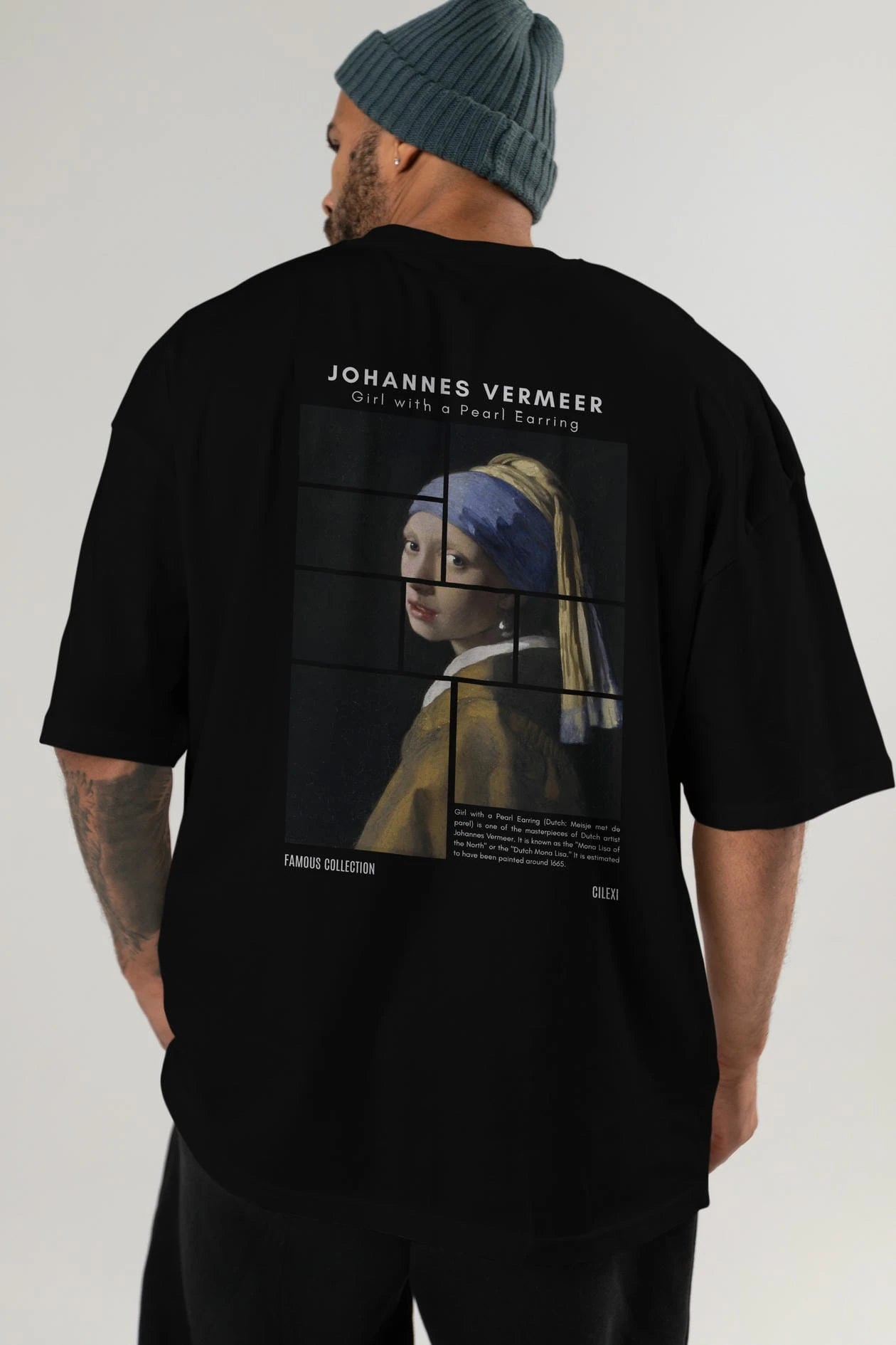 Johannes Vermeer Arka Baskılı Oversize t-shirt Erkek Kadın Bisiklet Yaka Pamuk tişort
