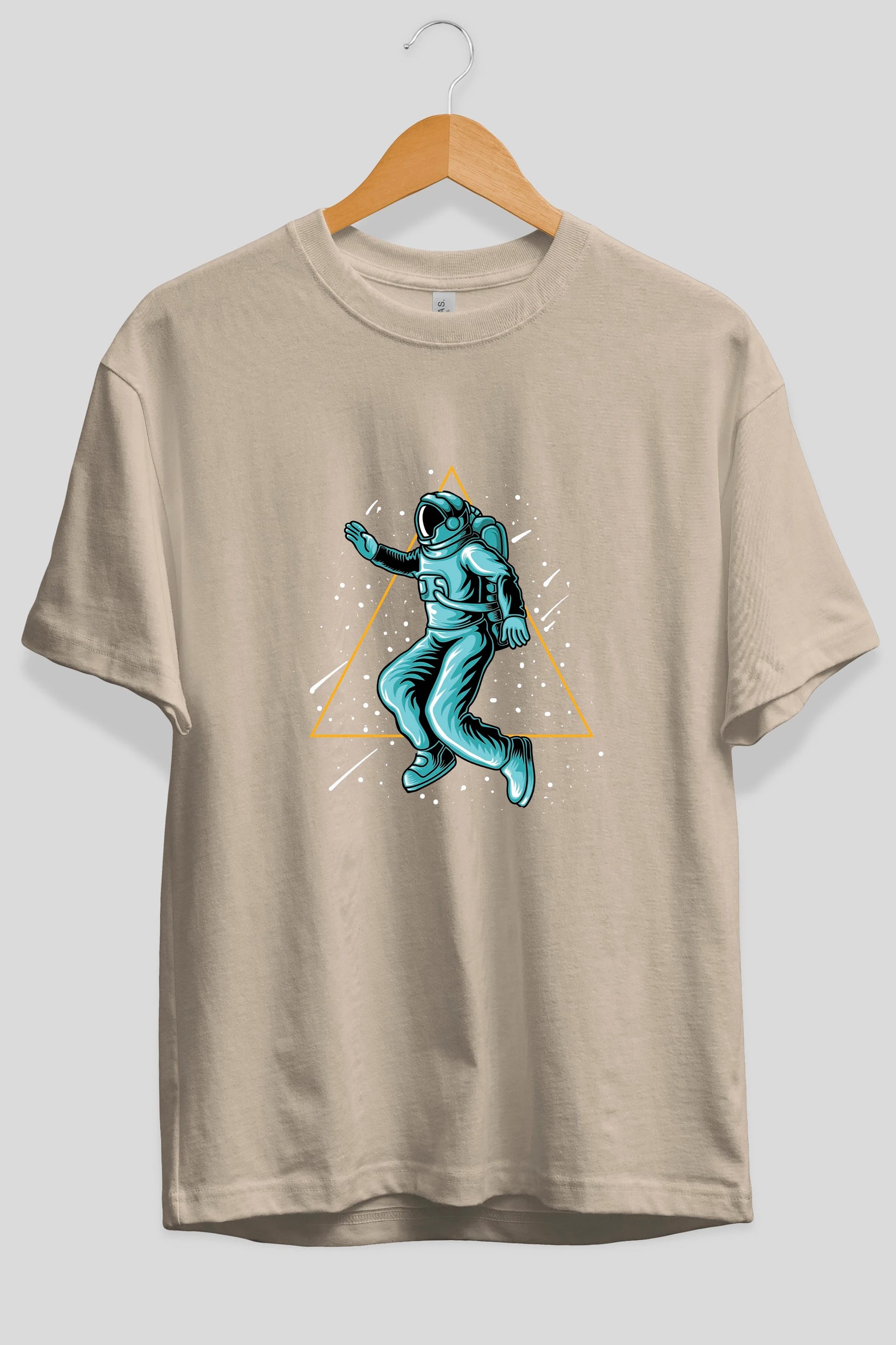 Astronaut Starry Triangle Ön Baskılı Oversize t-shirt Erkek Kadın Unisex
