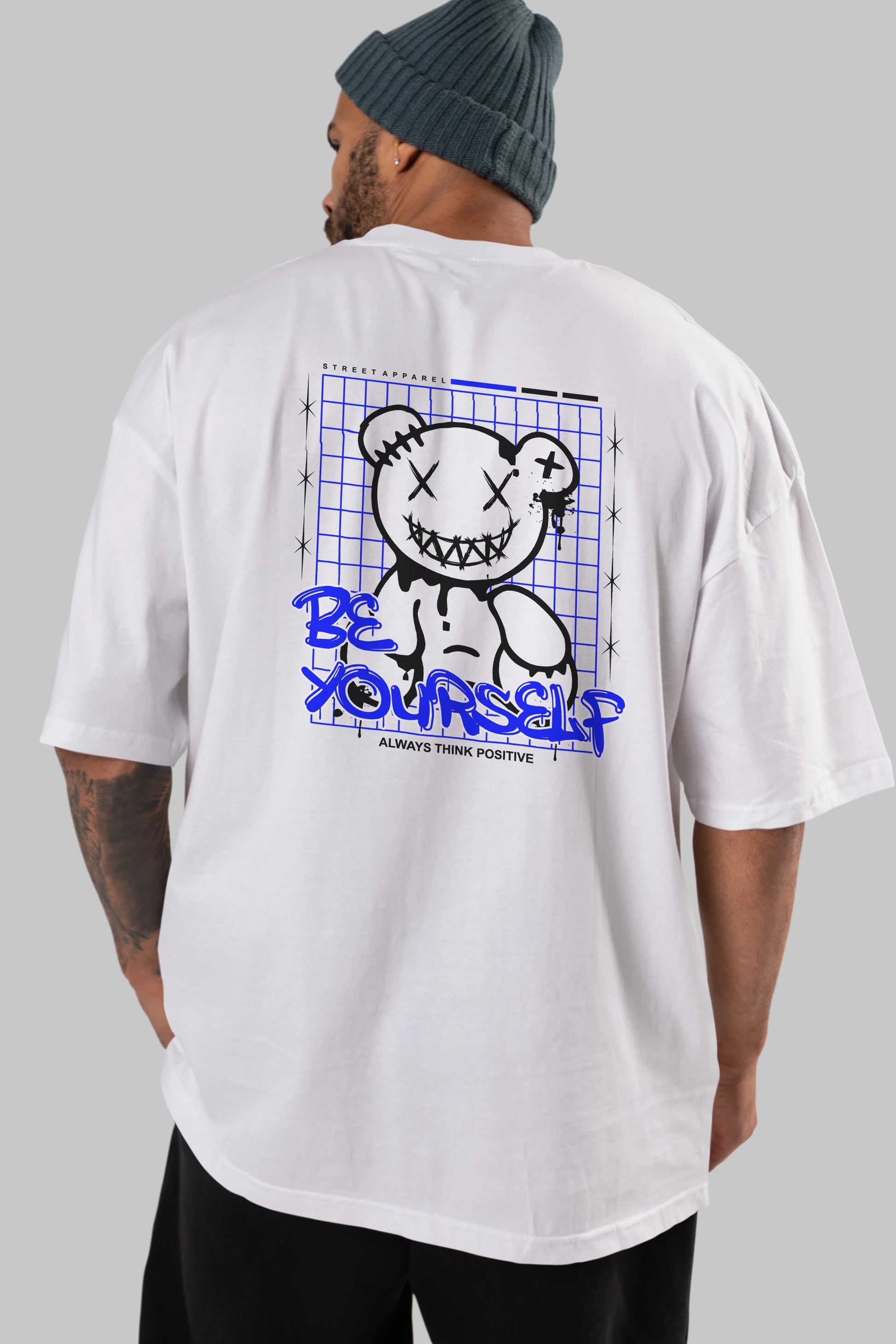 Teddy Bear Be Yourself Arka Baskılı Oversize t-shirt Erkek Kadın Unisex