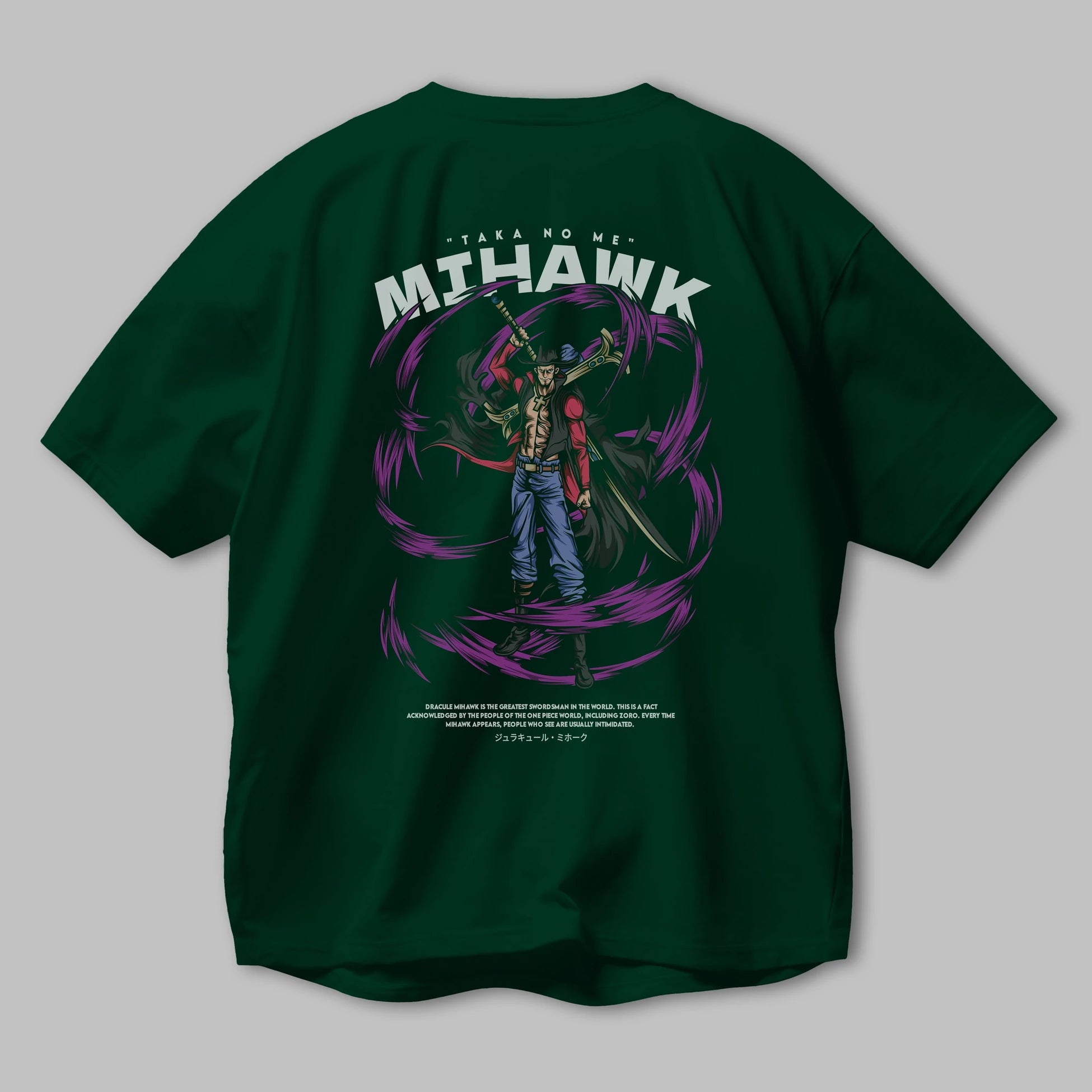 Mihawk Anime Arka Baskılı Oversize t-shirt Erkek Kadın Unisex