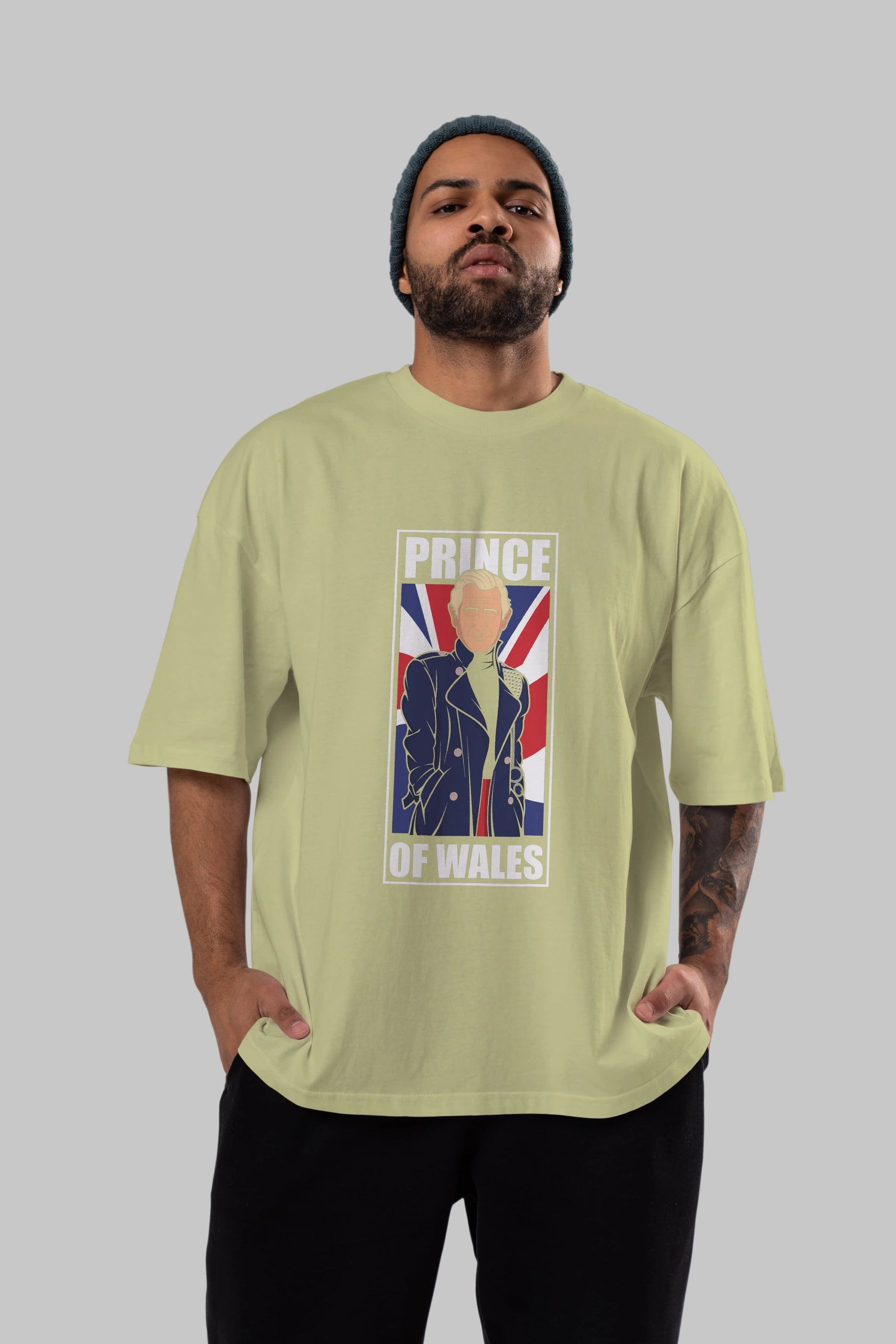 Prince Charles Ön Baskılı Oversize t-shirt Erkek Kadın Unisex %100 Pamuk tişort