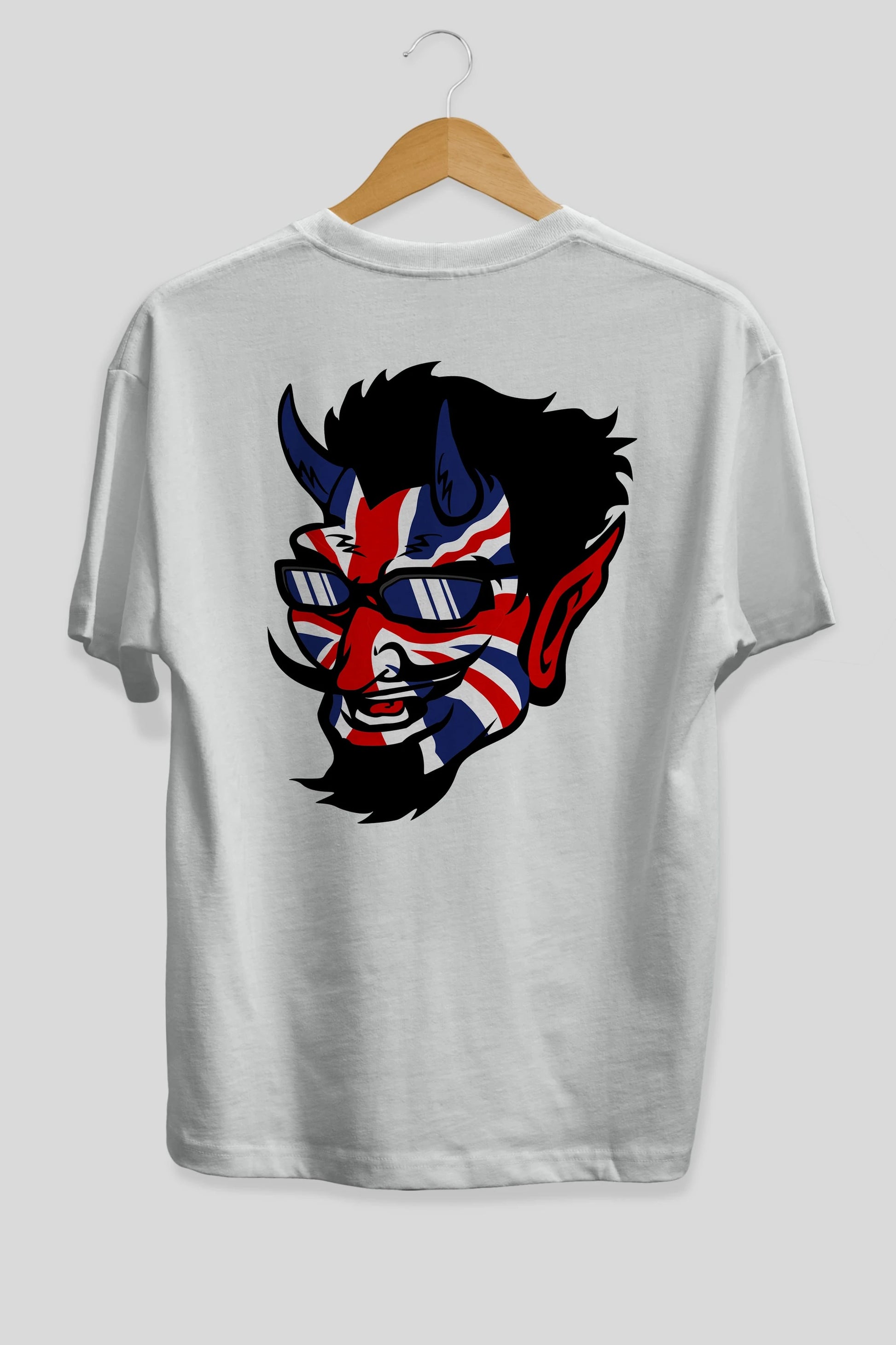 UK Devil Arka Baskılı Oversize t-shirt Erkek Kadın Unisex %100 Pamuk tişort