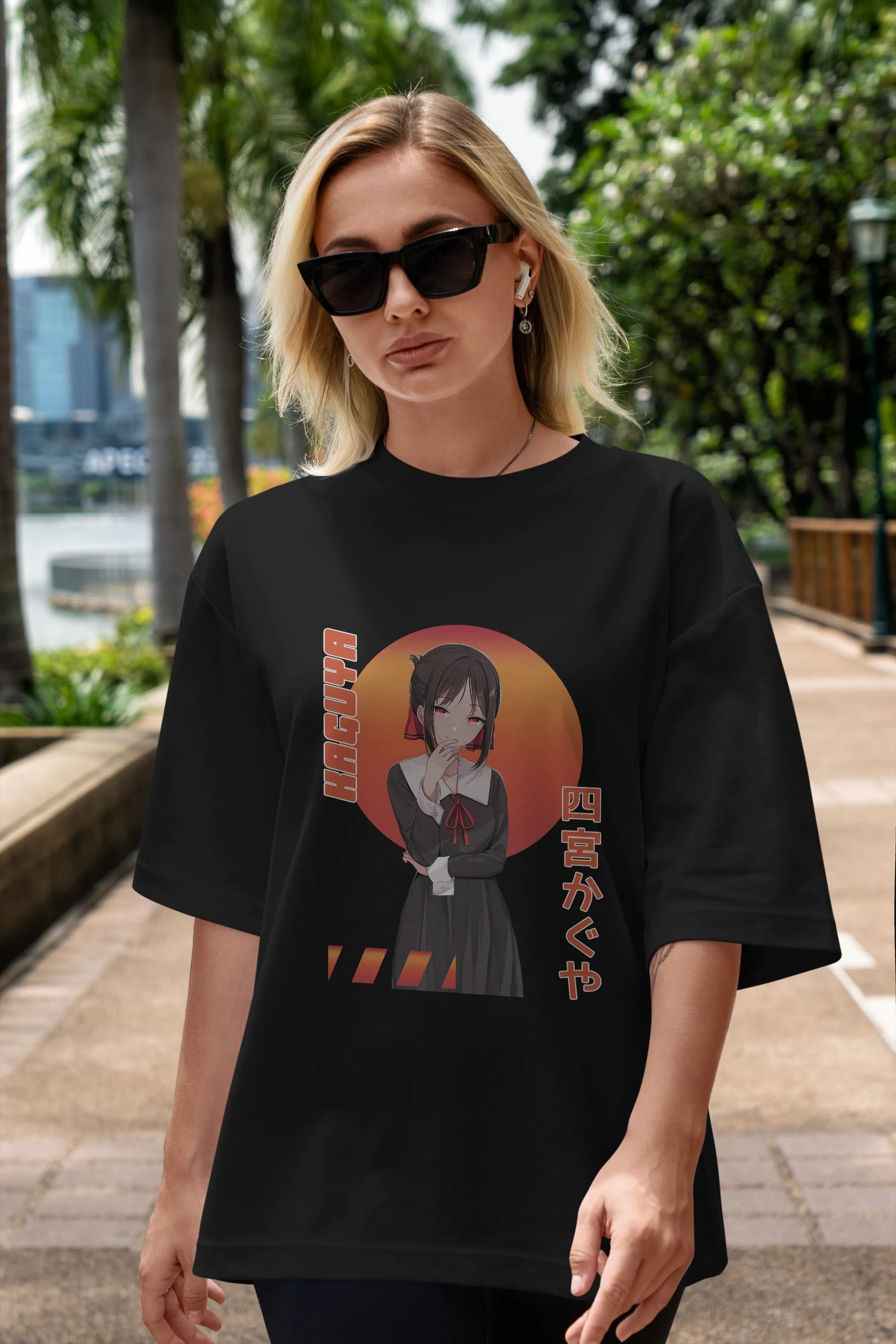 Kaguya Shinomiya 5 Anime Ön Baskılı Oversize t-shirt %100 pamuk Erkek Kadın Unisex