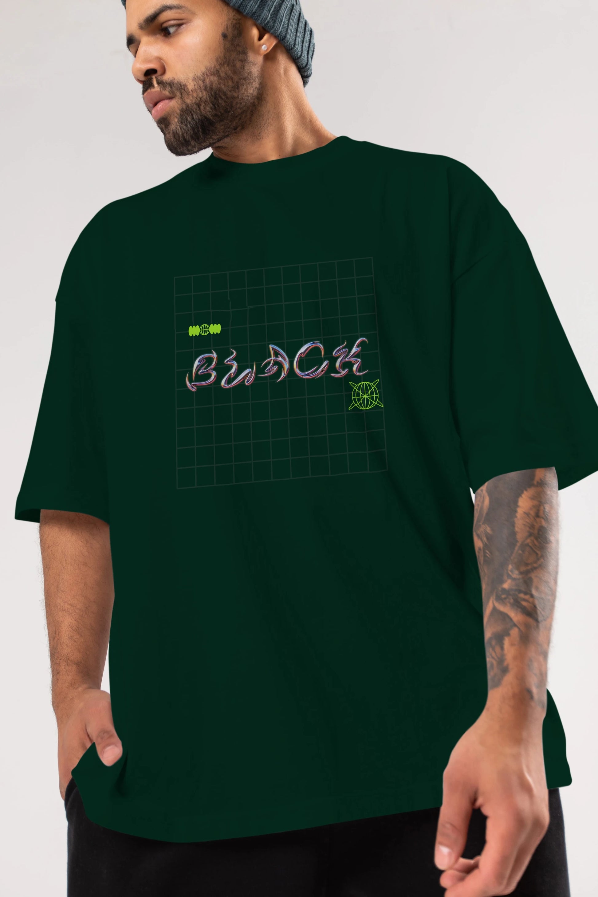 Black Yazılı Ön Baskılı Oversize t-shirt Erkek Kadın Unisex