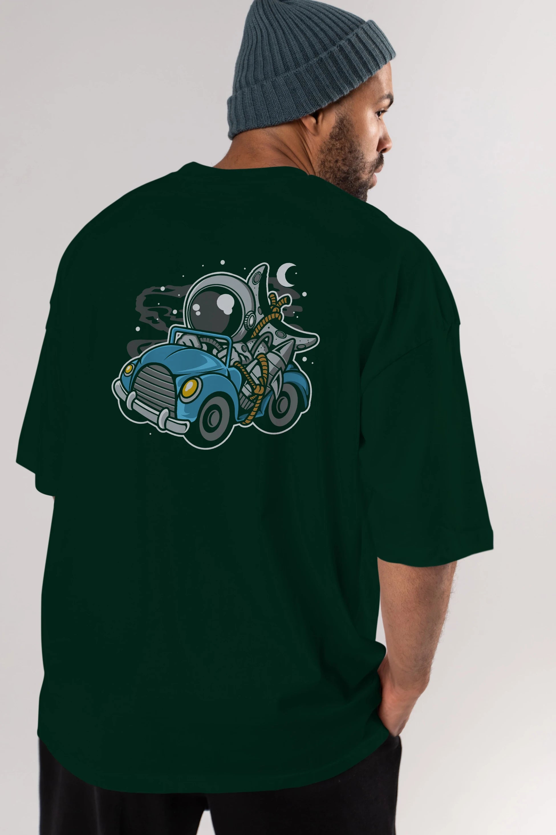 Astronaut Journey Arka Baskılı Oversize t-shirt Erkek Kadın Unisex
