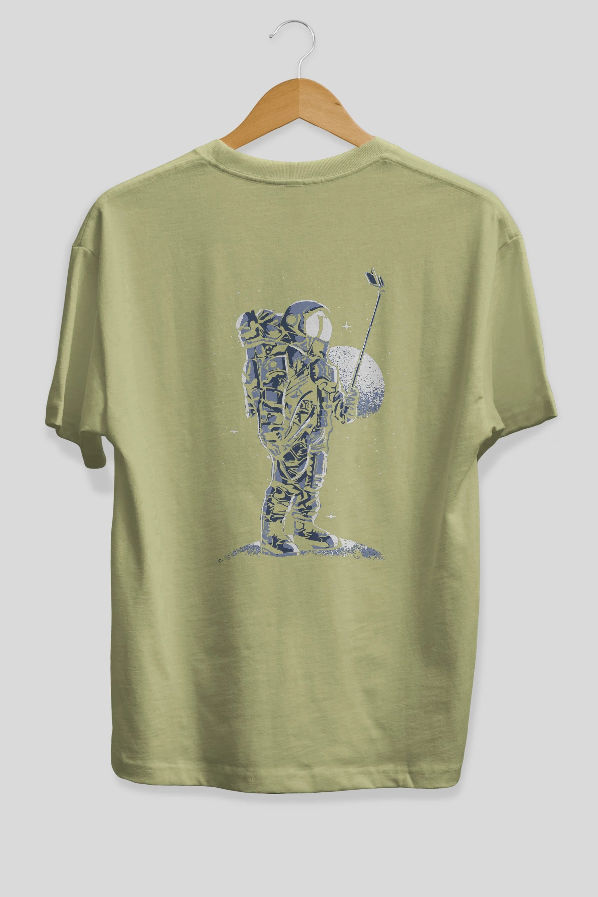 Selfie Astronaut Arka Baskılı Oversize t-shirt Erkek Kadın Unisex %100 Pamuk