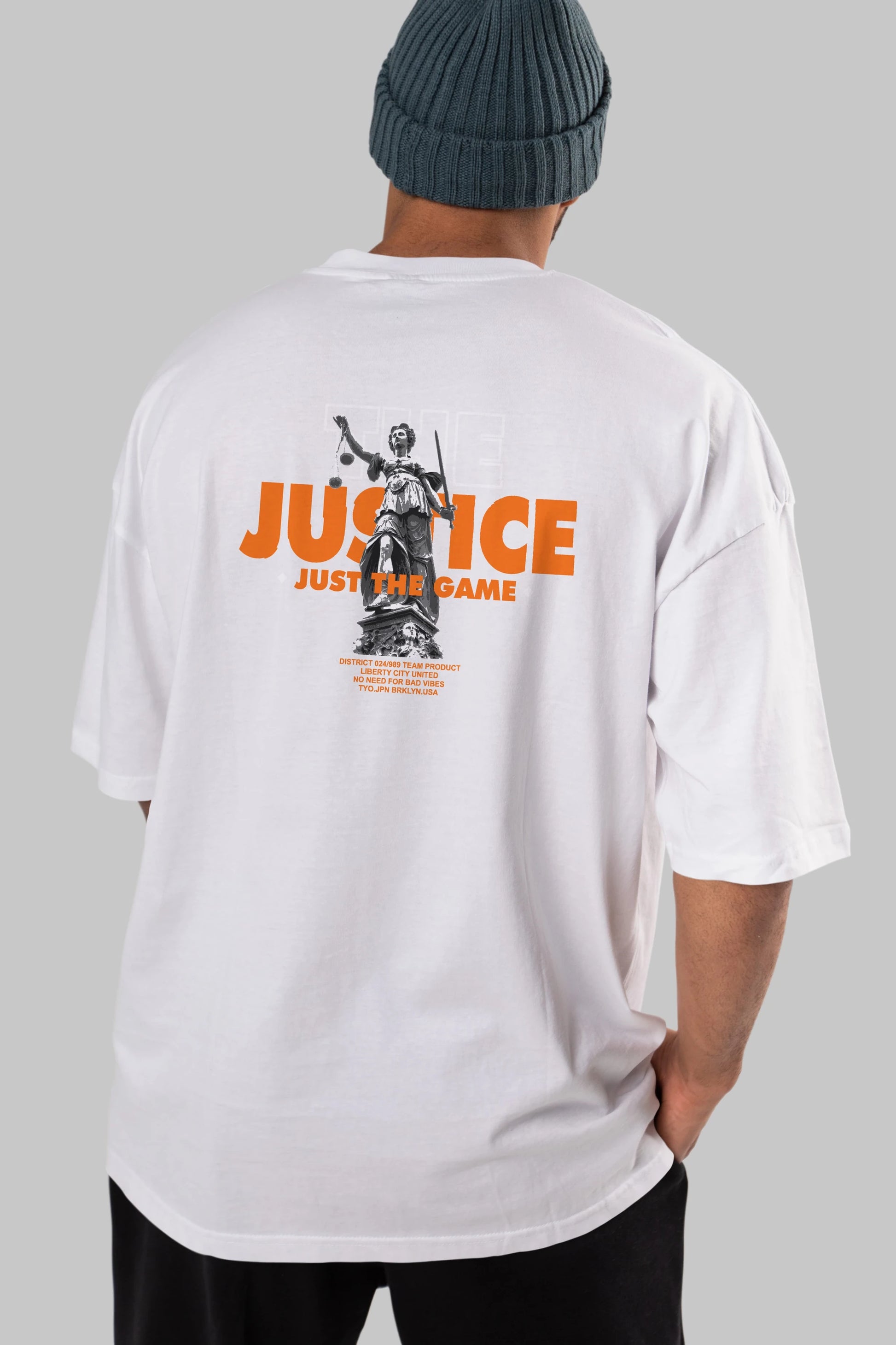 The Justice Arka Baskılı Oversize t-shirt Erkek Kadın Unisex