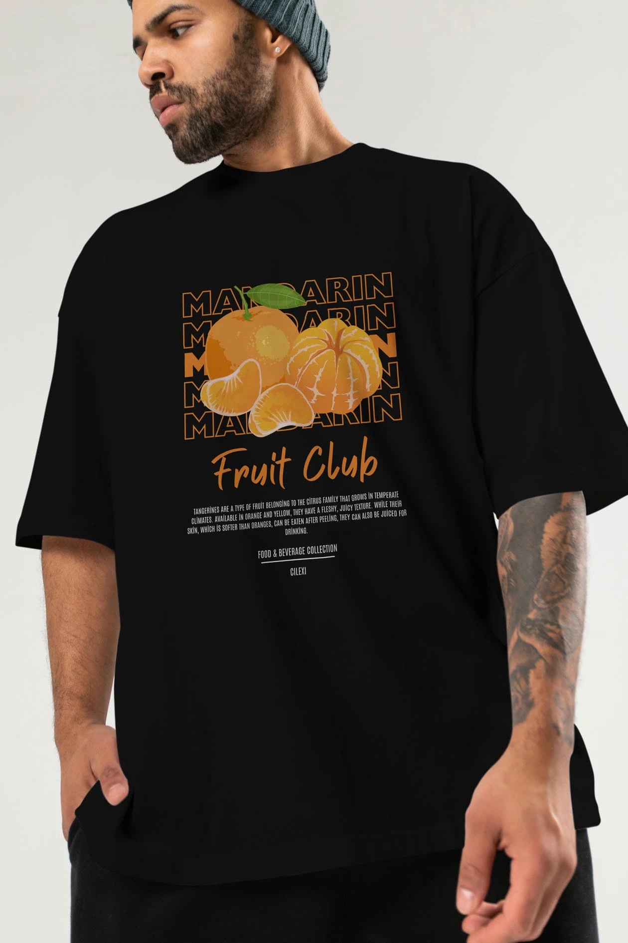 Mandarin Ön Baskılı Oversize t-shirt Erkek Kadın Pamuk Bisiklet Yaka tişort