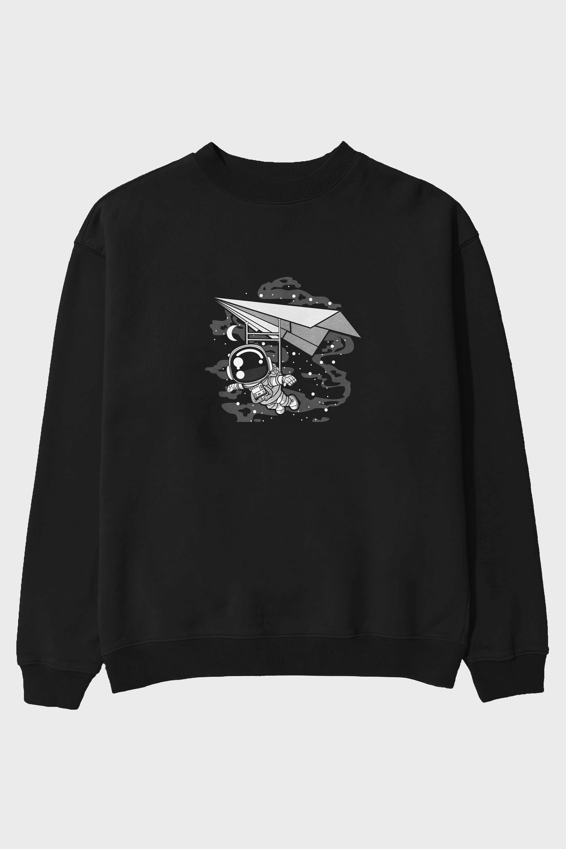 Astronaut Flying Ön Baskılı Oversize Sweatshirt Erkek Kadın Unisex