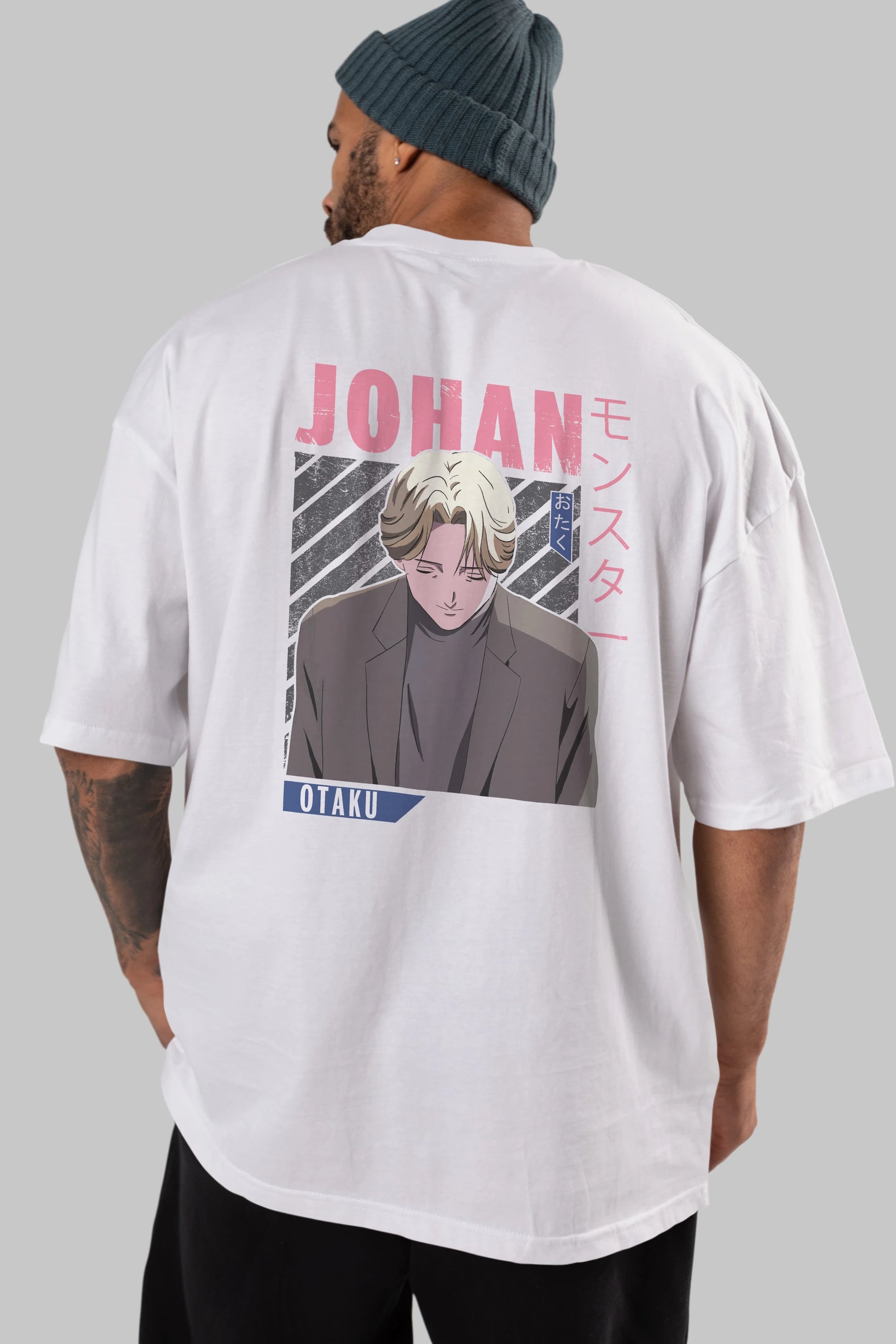 Johan Liebert MONSTER Anime Arka Baskılı Oversize t-shirt Erkek Kadın Unisex
