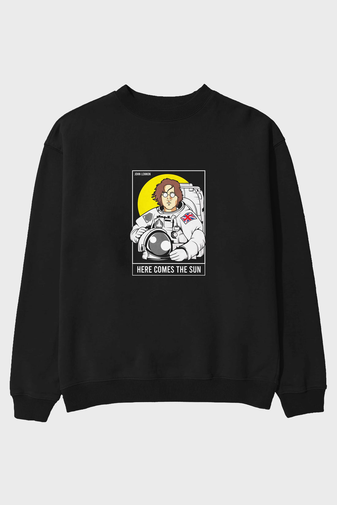 John Lennon Astronot Ön Baskılı Oversize Sweatshirt Erkek Kadın Unisex