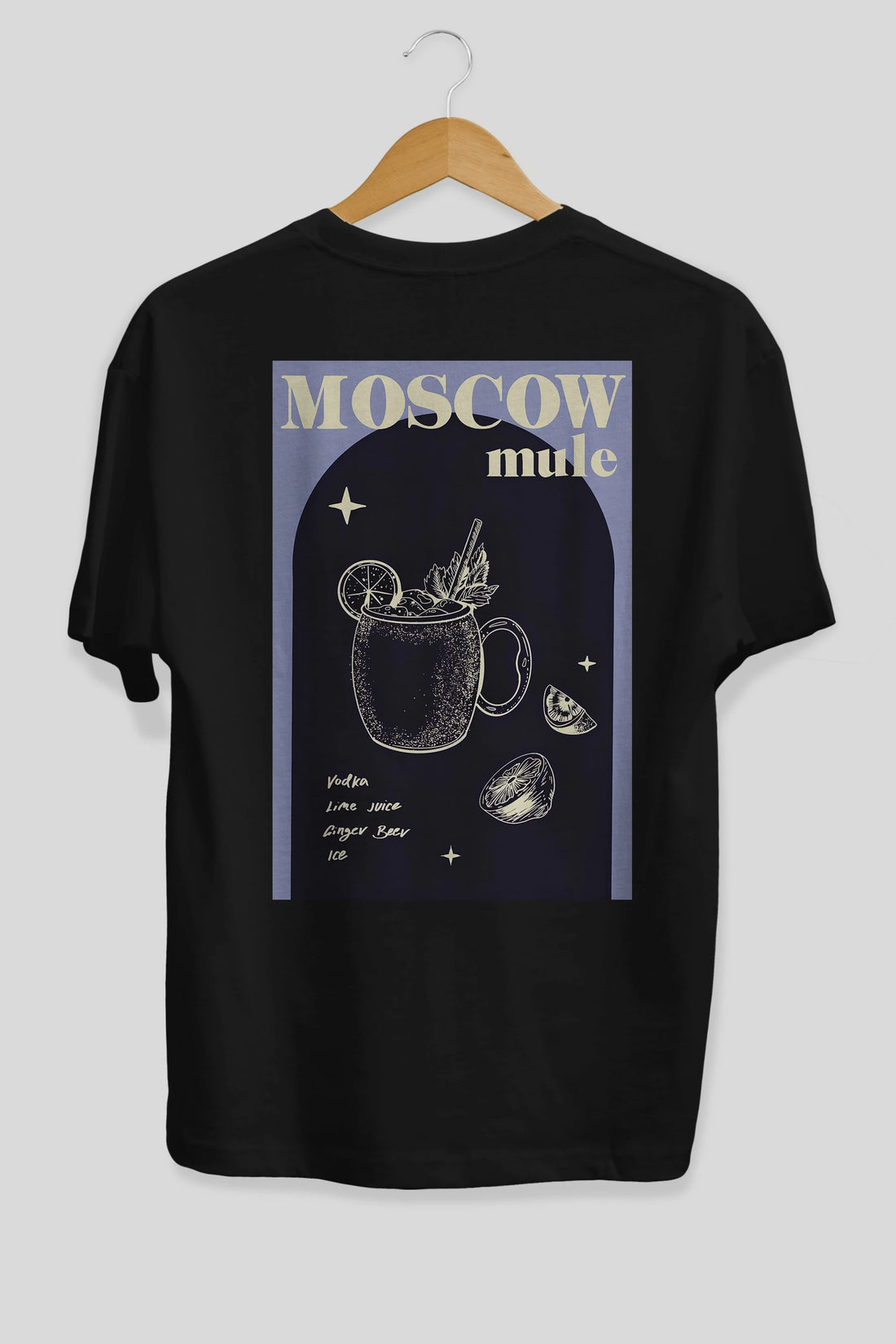 Moscow Mule Arka Baskılı Oversize t-shirt Erkek Kadın Unisex %100 Pamuk Bisiklet Yaka tişort