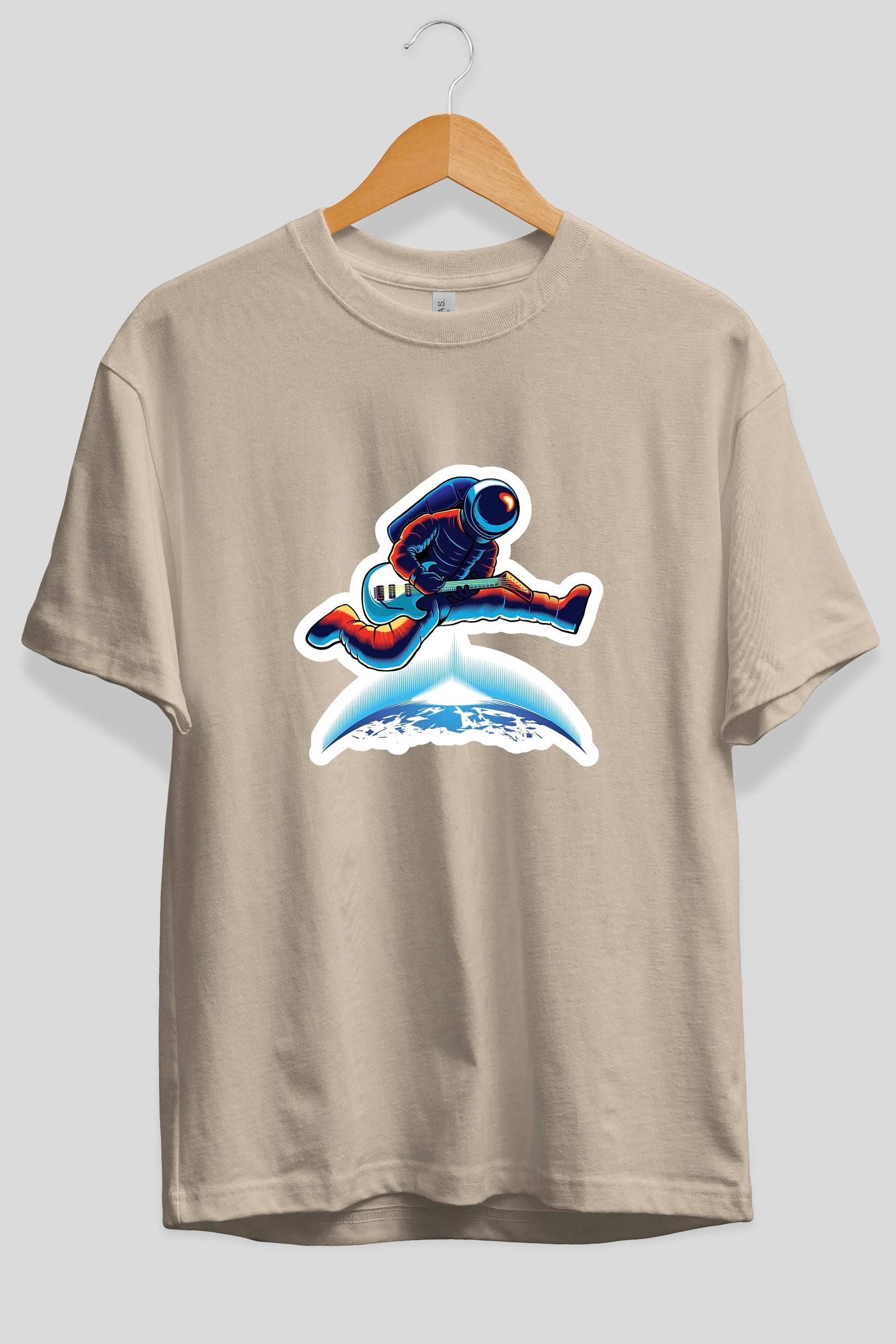 Astroguitar Sticker Ön Baskılı Oversize t-shirt Erkek Kadın Unisex