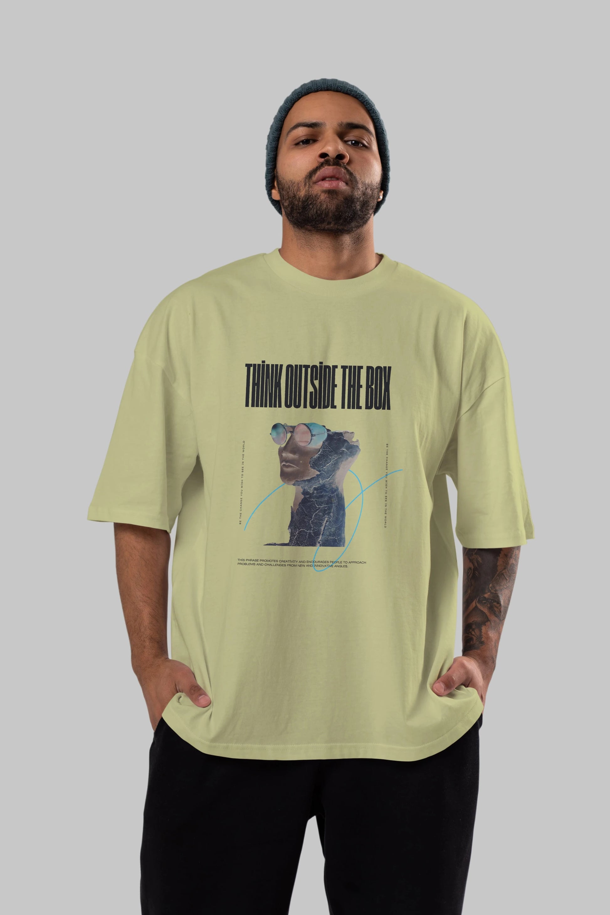 Think Outside The Box Ön Baskılı Oversize t-shirt Erkek Kadın Unisex