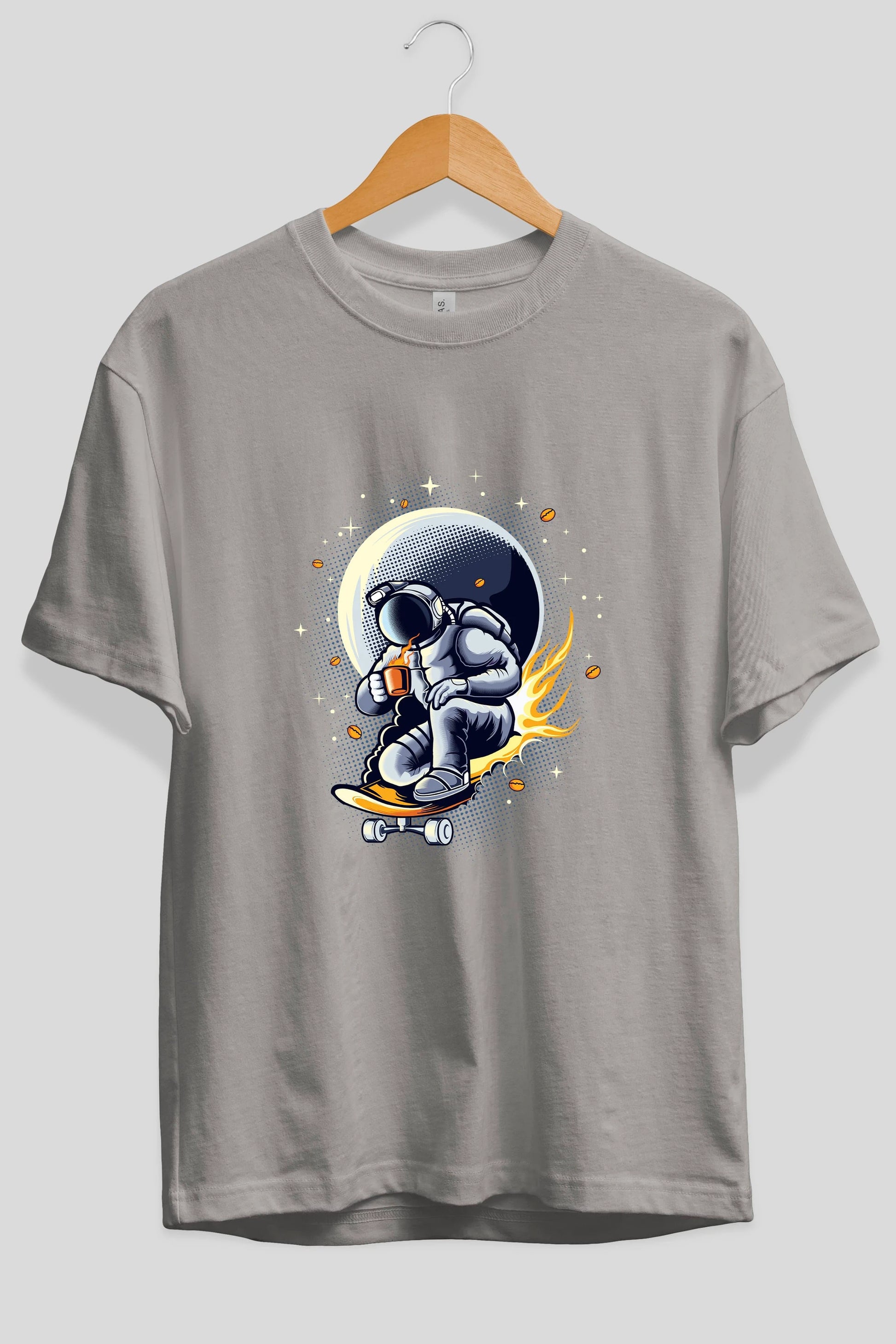 Astro Coffee Addict Ön Baskılı Oversize t-shirt Erkek Kadın Unisex