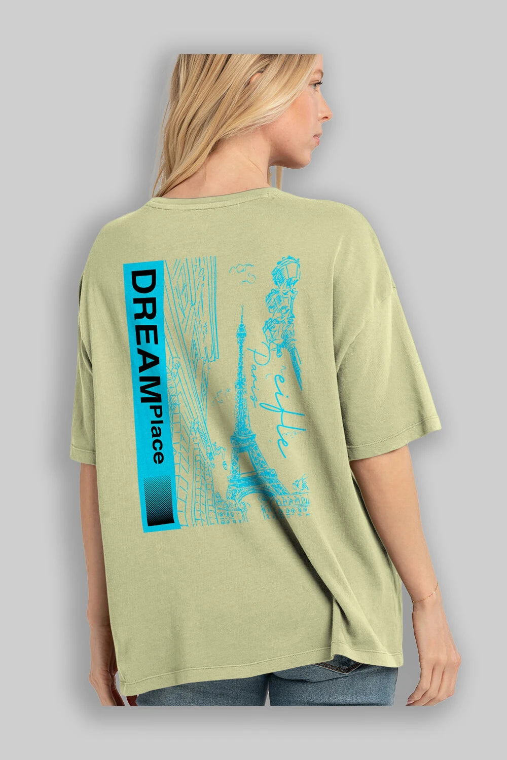 Dream Place Arka Baskılı Oversize t-shirt Erkek Kadın Unisex
