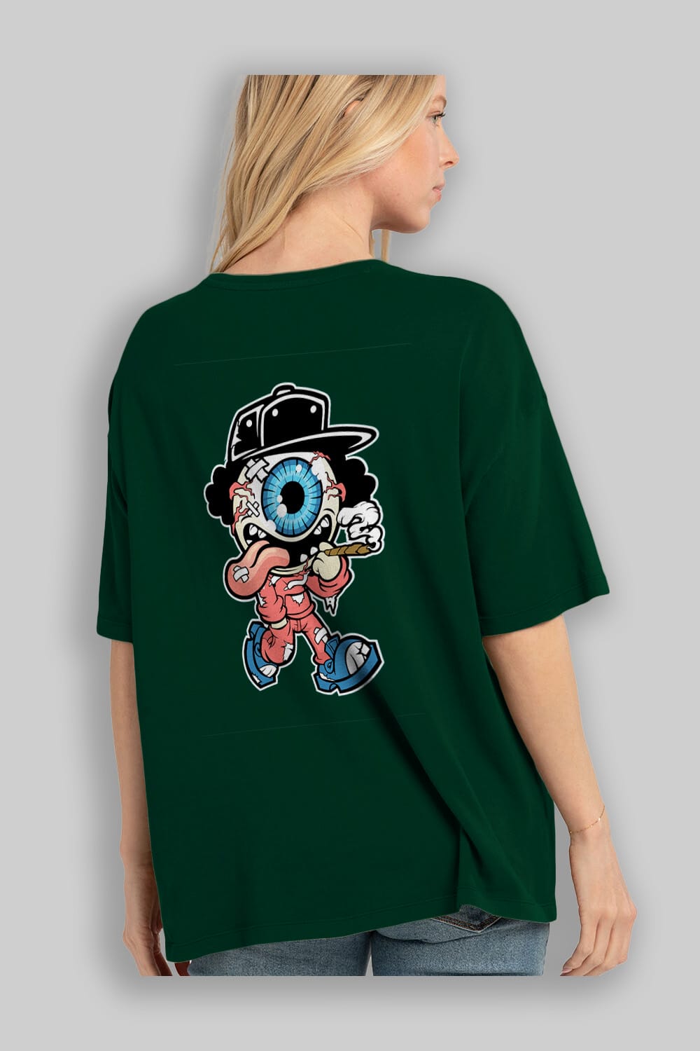 Eyeball Monster Arka Baskılı Oversize t-shirt Erkek Kadın Unisex %100 Pamuk tişort