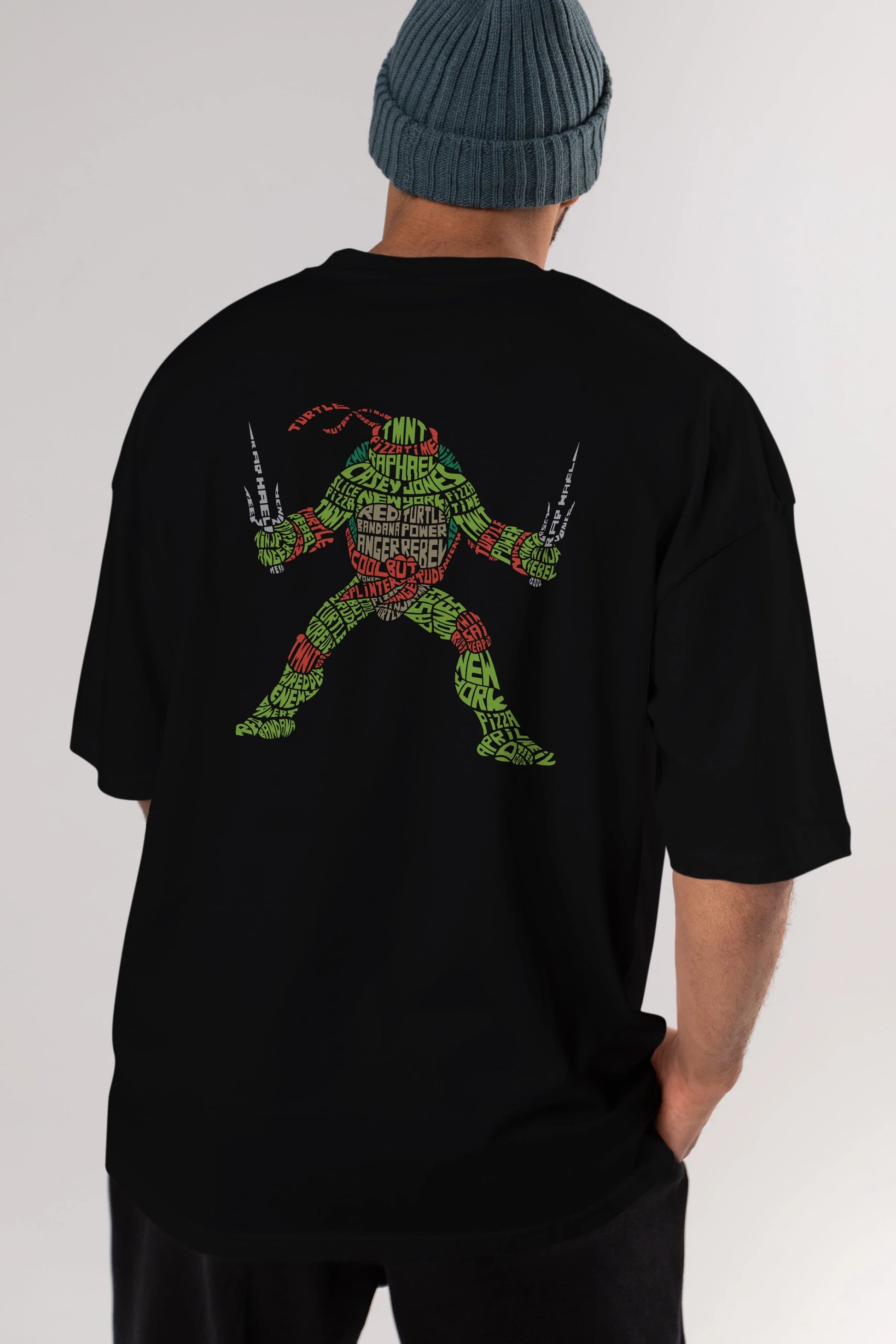 Ninja Turtle Arka Baskılı Oversize t-shirt %100 pamuk Erkek Kadın Unisex