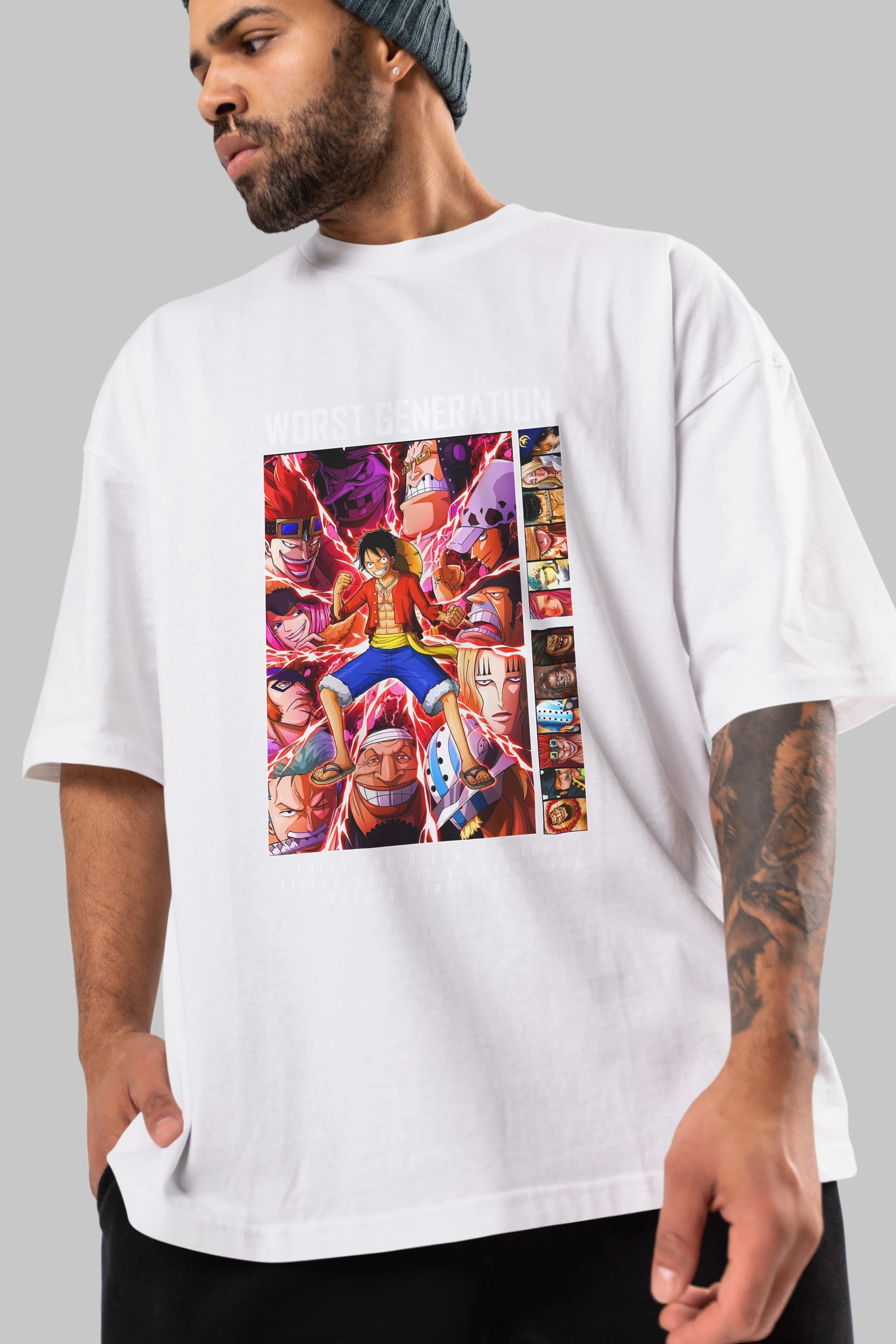 Worst Generation Anime Ön Baskılı Oversize t-shirt Erkek Kadın Unisex