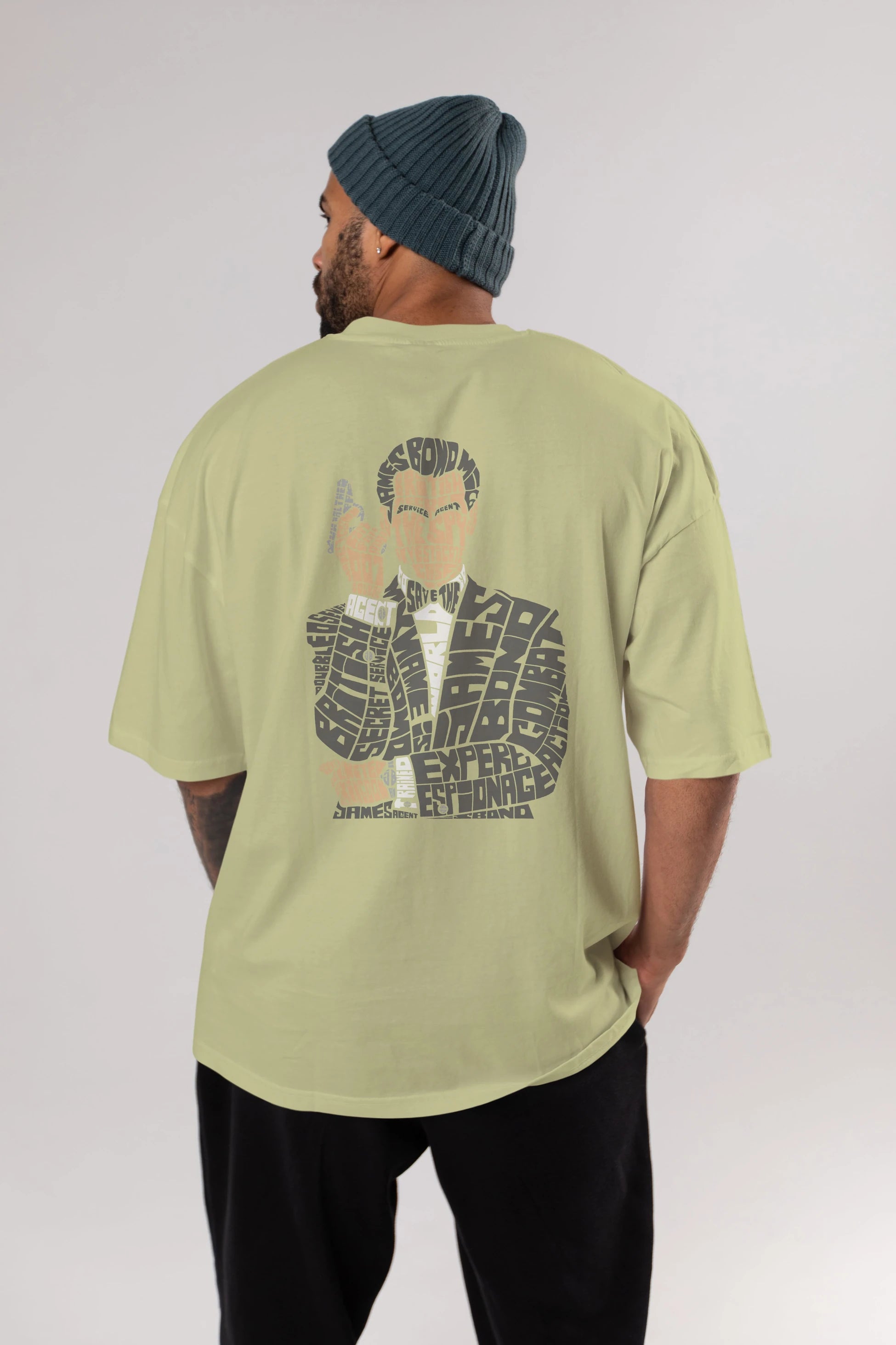 James Bond Arka Baskılı Oversize t-shirt %100 pamuk Erkek Kadın Unisex
