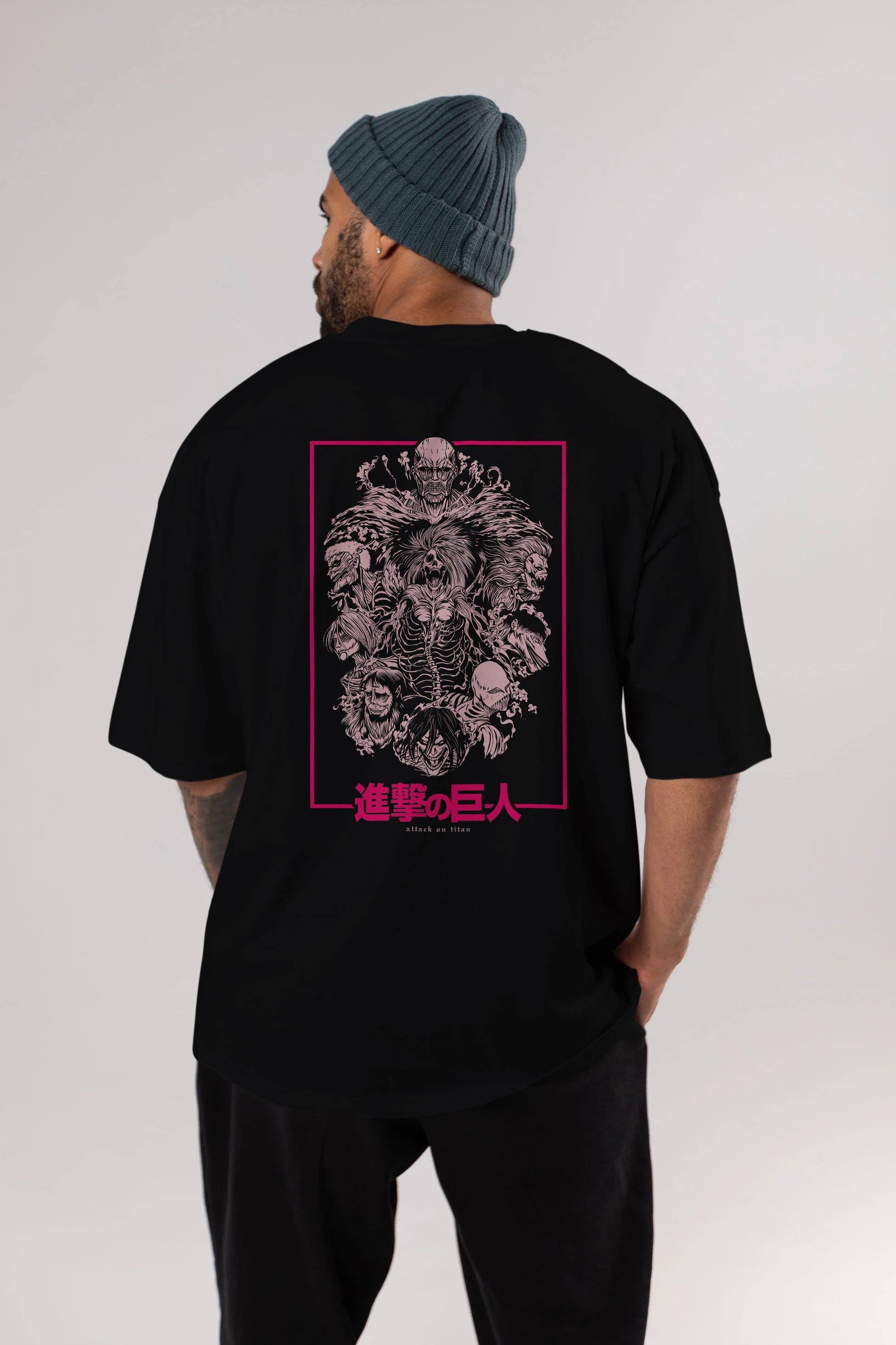 ATTACK ON TITANS Anime Arka Baskılı Oversize t-shirt Erkek Kadın Unisex