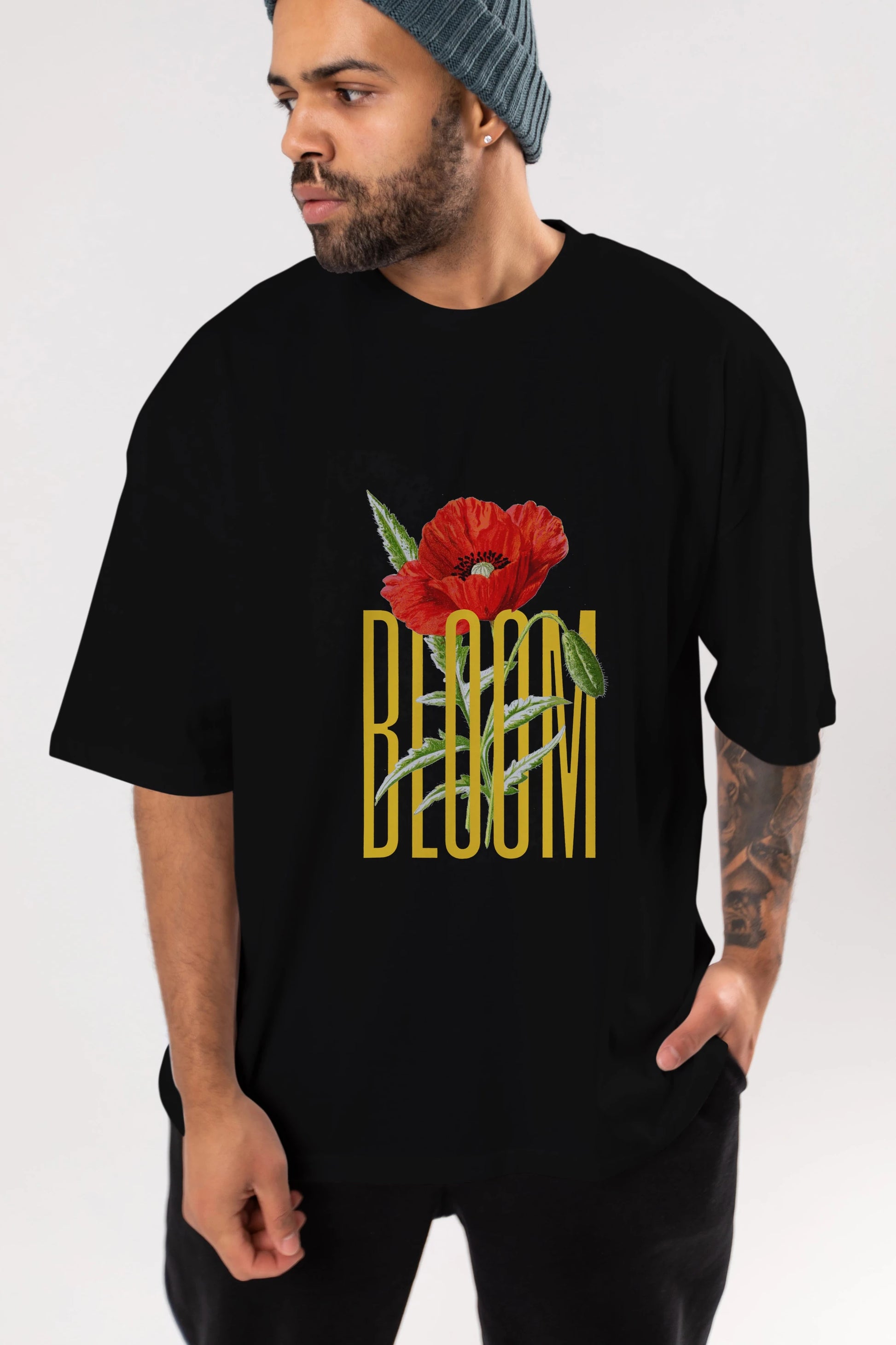 Bloom Flower Ön Baskılı Oversize t-shirt Erkek Kadın Unisex