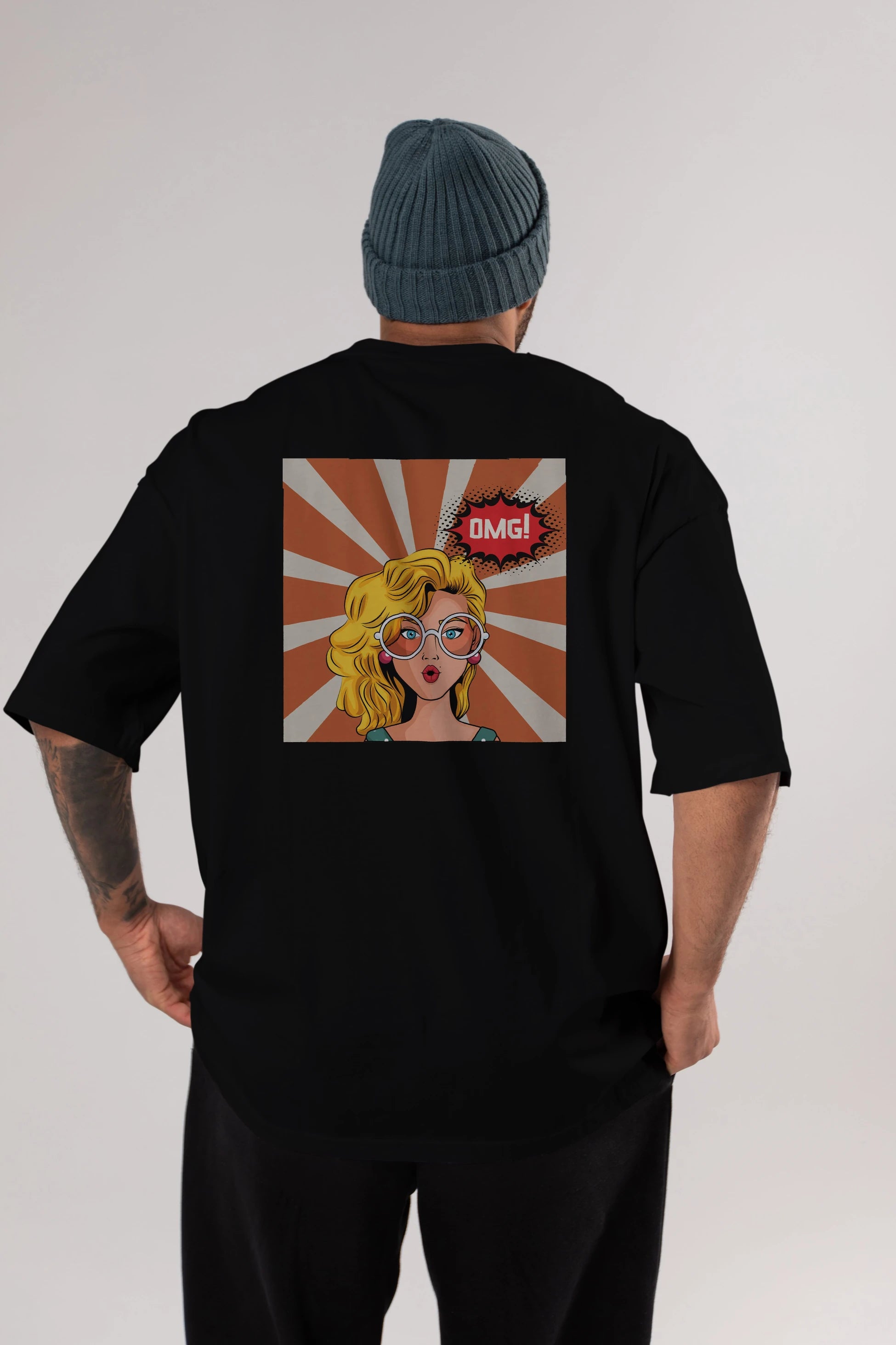 OMG Yazılı Retro Arka Baskılı Oversize t-shirt Erkek Kadın Unisex