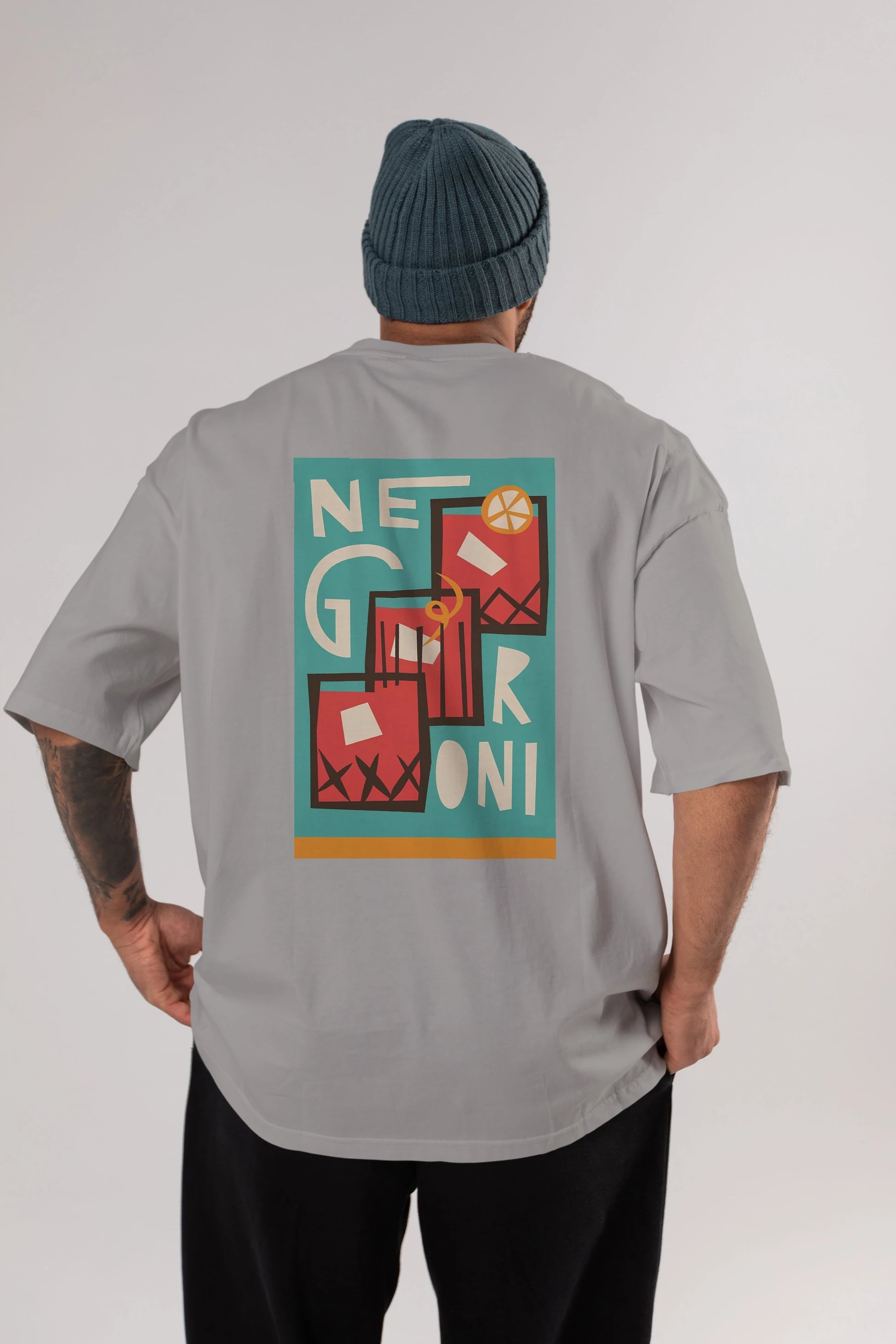 Negroni 3 Arka Baskılı Oversize t-shirt Erkek Kadın Unisex %100 Pamuk Bisiklet Yaka tişort
