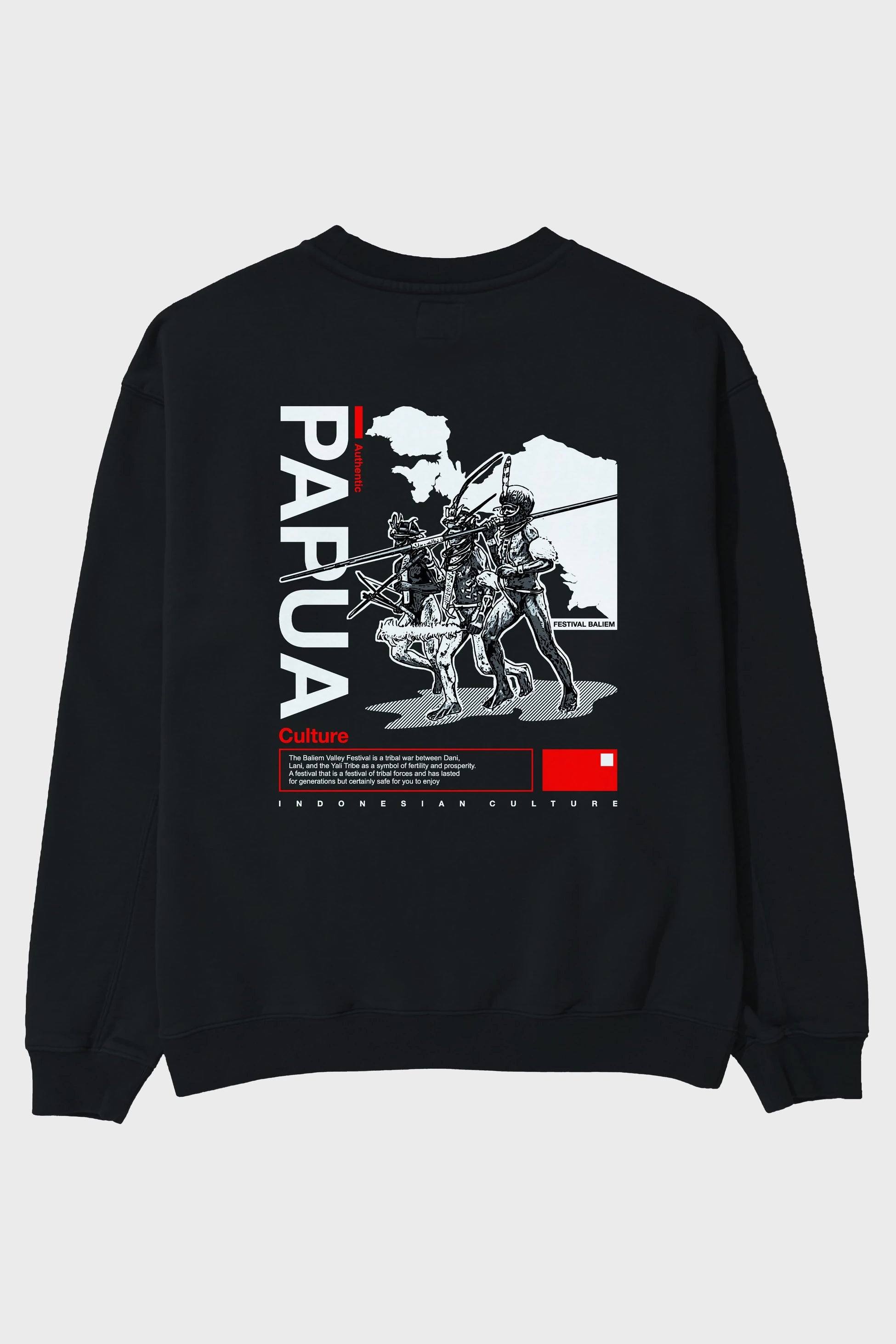 Papua Culture Arka Baskılı Oversize Sweatshirt Erkek Kadın Unisex