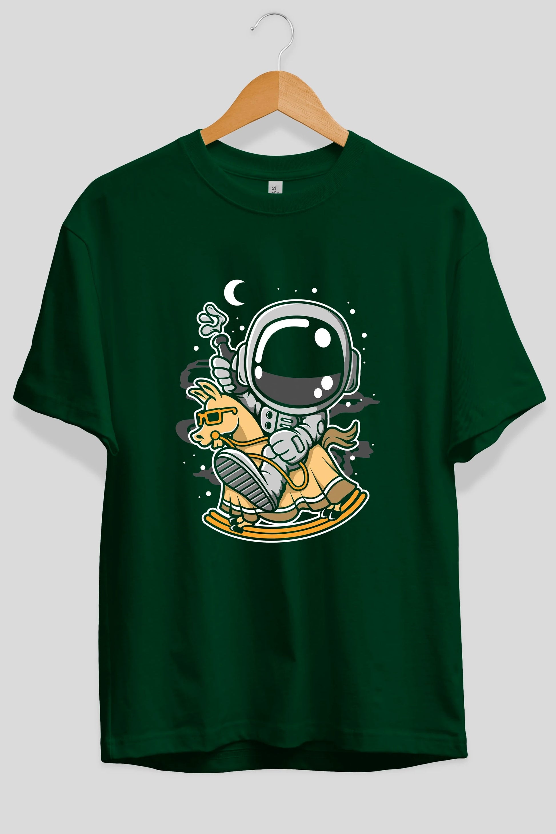 Astronaut RidingToy Horse Ön Baskılı Oversize t-shirt Erkek Kadın Unisex