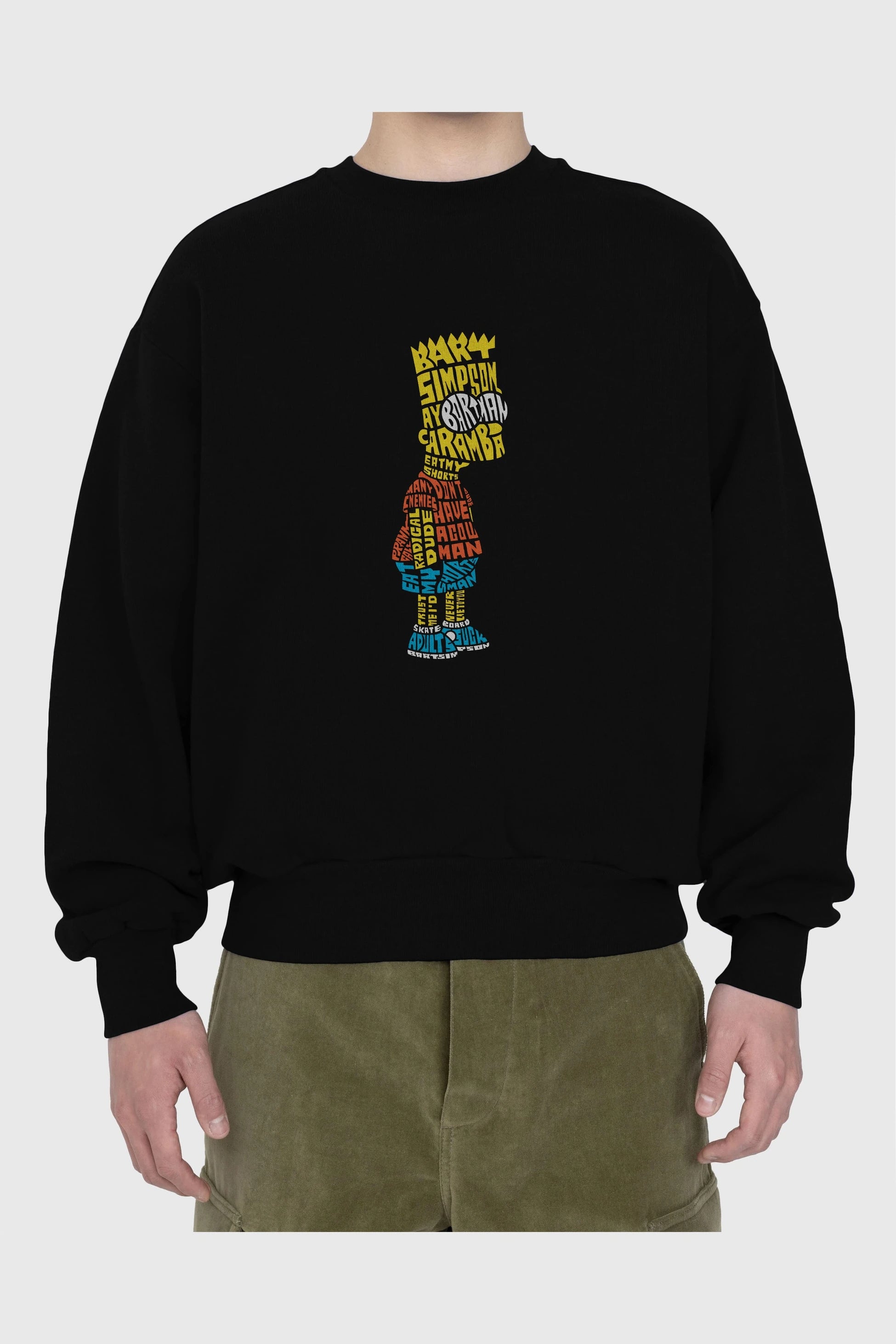 Bart Simpson Ön Baskılı Oversize Sweatshirt Erkek Kadın Unisex