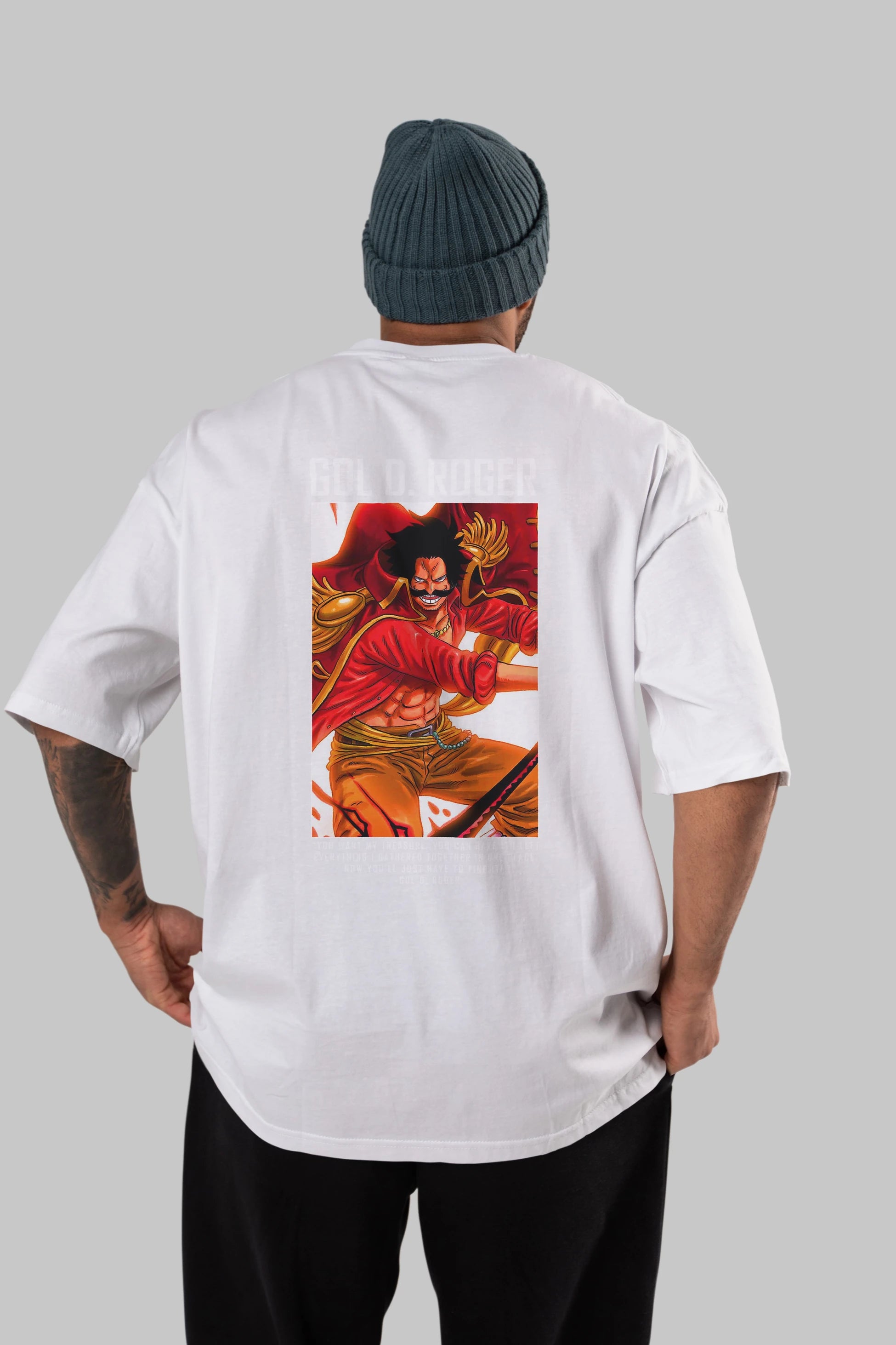 Gol D. Roger Anime Arka Baskılı Oversize t-shirt Erkek Kadın Unisex %100 pamuk tişort